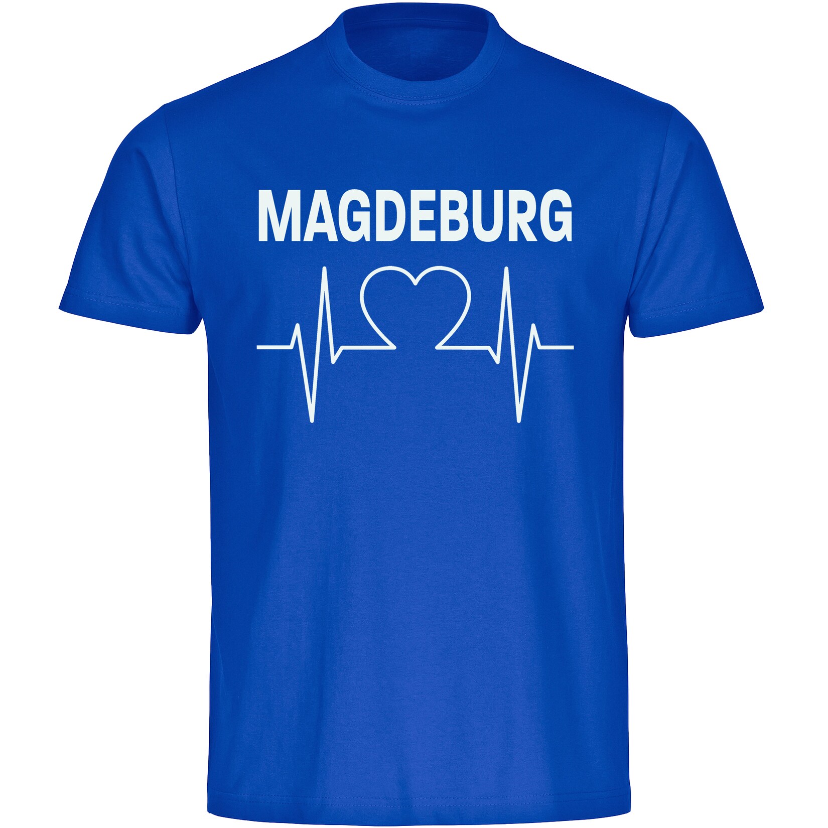 Herren T-Shirt - Magdeburg - Herzschlag - Druck weiß - Männer