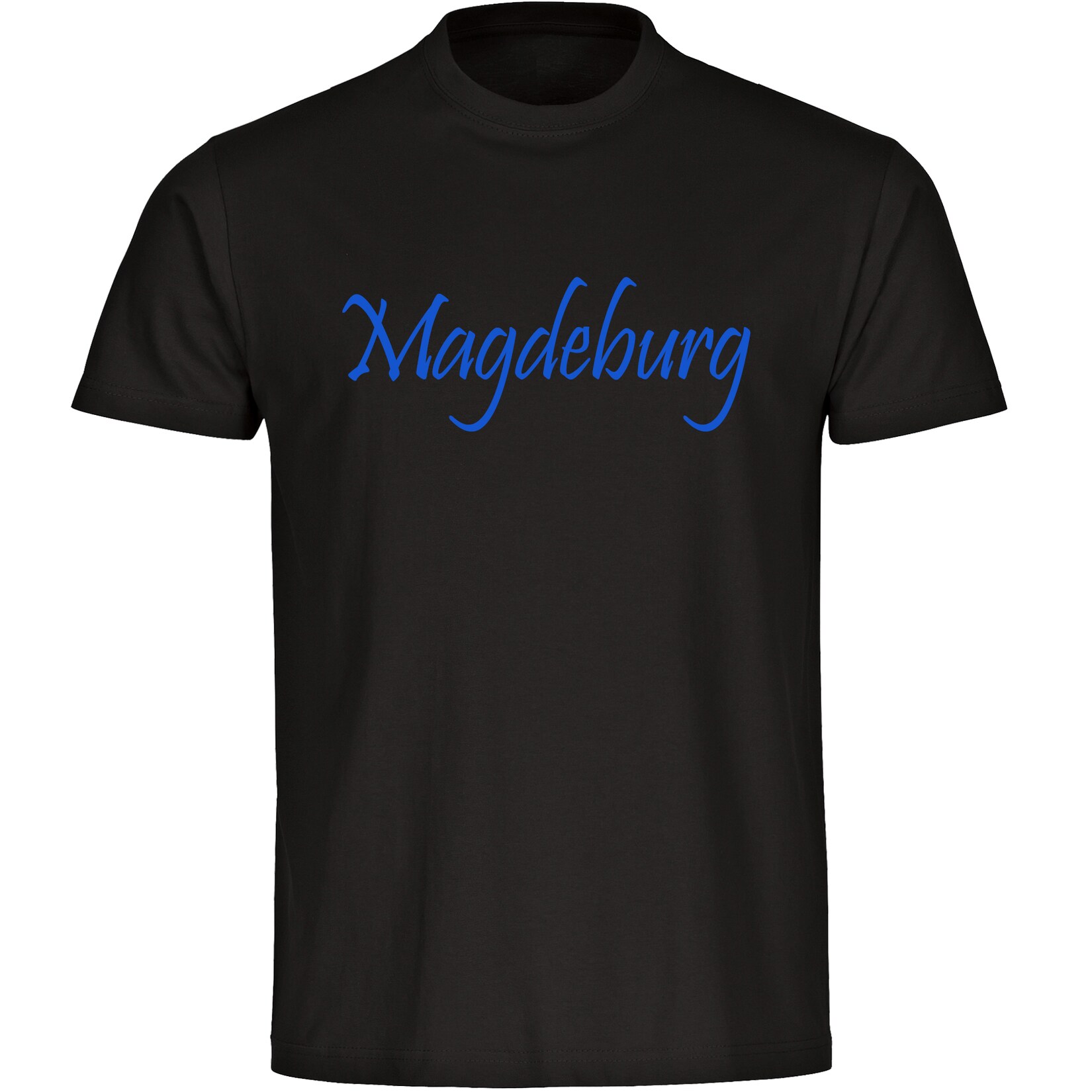 Herren T-Shirt - Magdeburg - Schriftzug - Druck blau - Männer