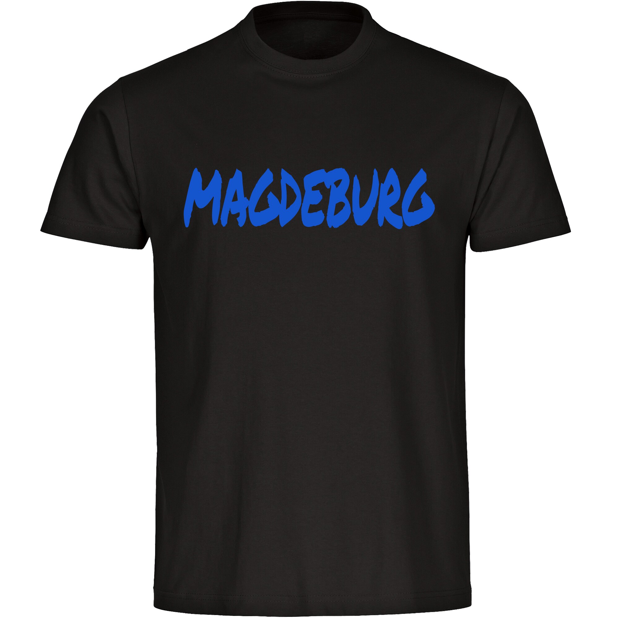 multifanshop Herren T-Shirt - Magdeburg - Textmarker - Druck blau - M&auml;nner 