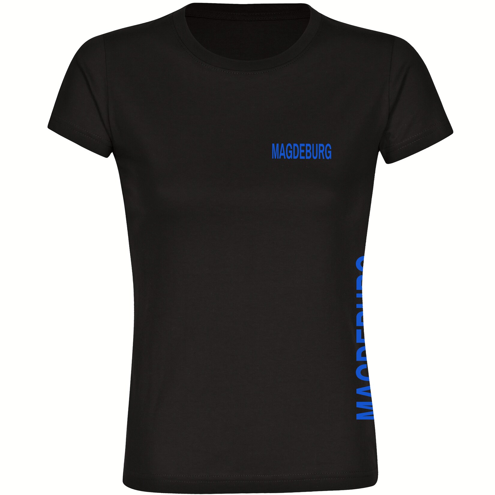 Damen T-Shirt - Magdeburg - Brust & Seite - Druck blau - Frauen