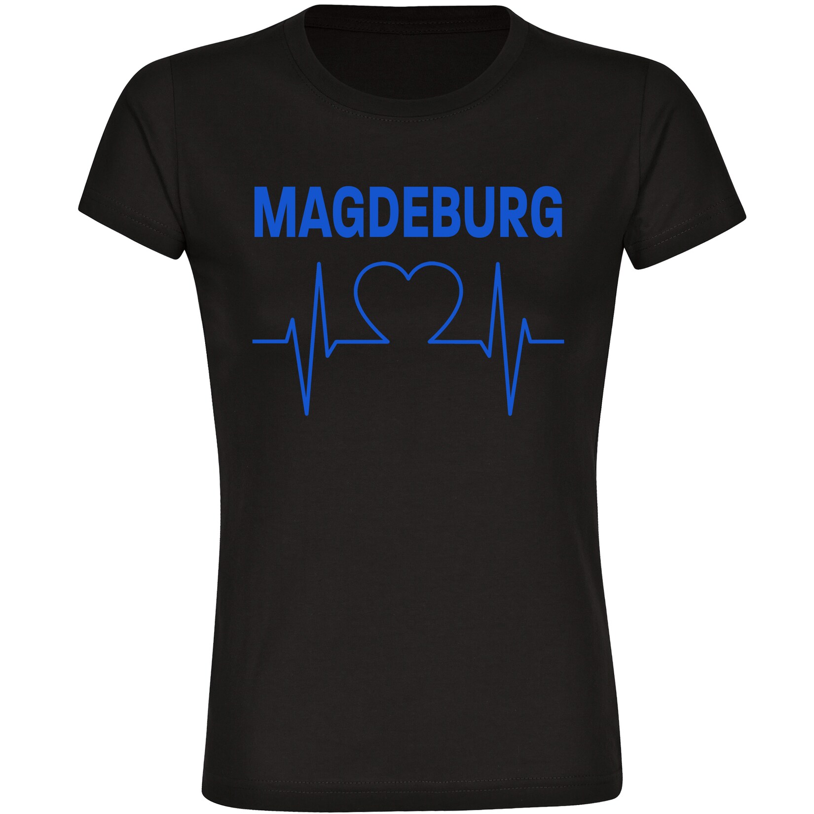 Damen T-Shirt - Magdeburg - Herzschlag - Druck blau - Frauen