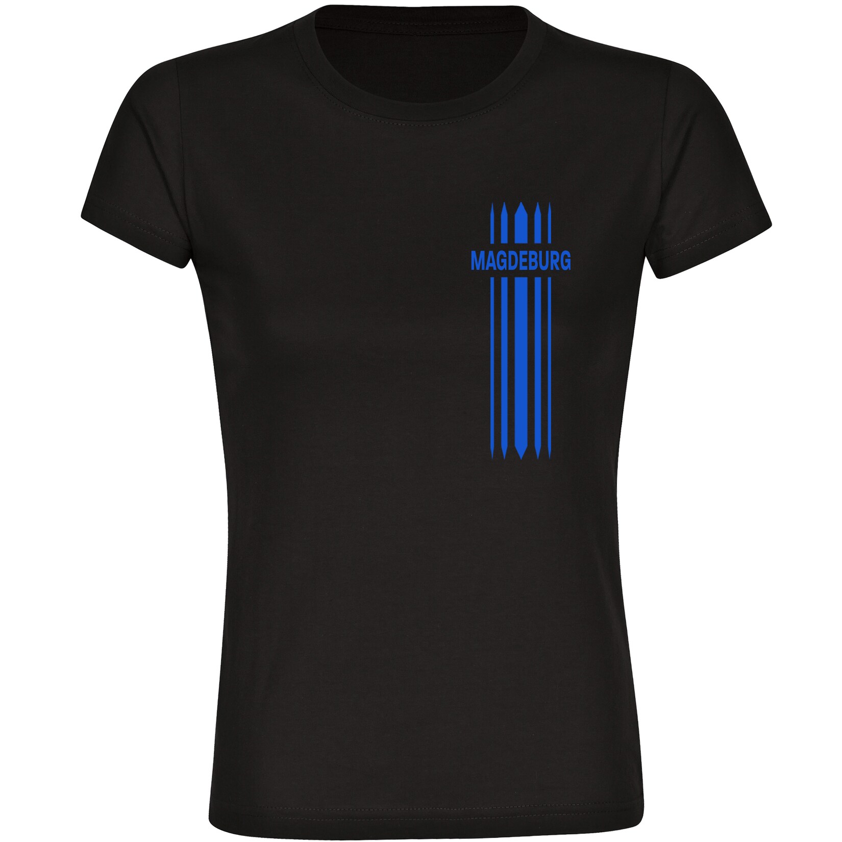 Damen T-Shirt - Magdeburg - Streifen - Druck blau - Frauen
