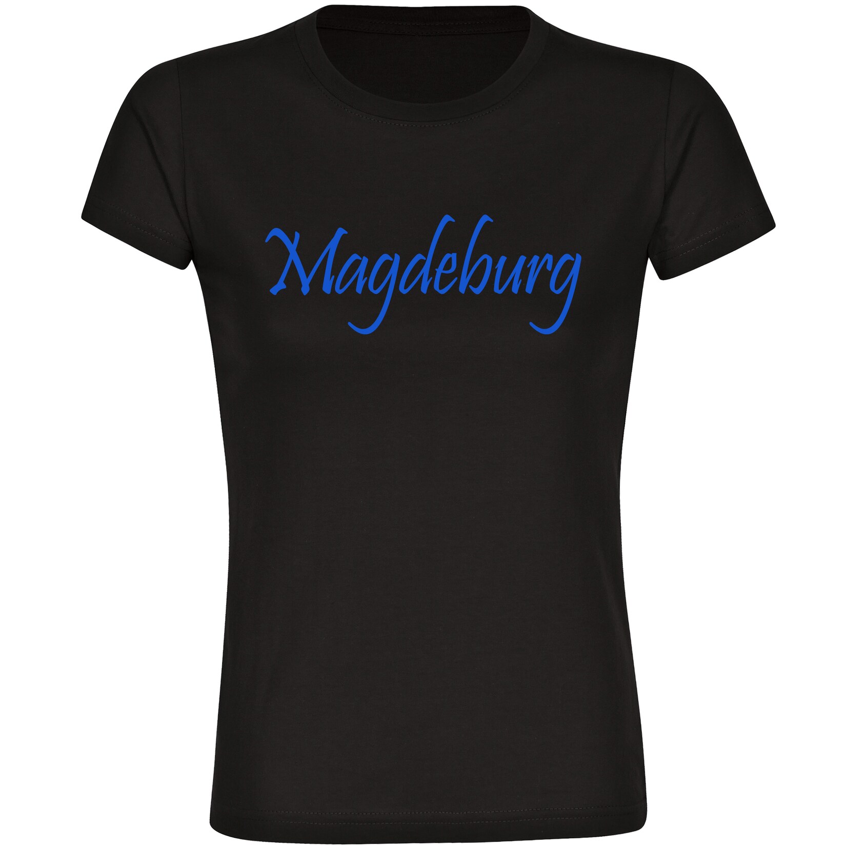 Damen T-Shirt - Magdeburg - Schriftzug - Druck blau - Frauen