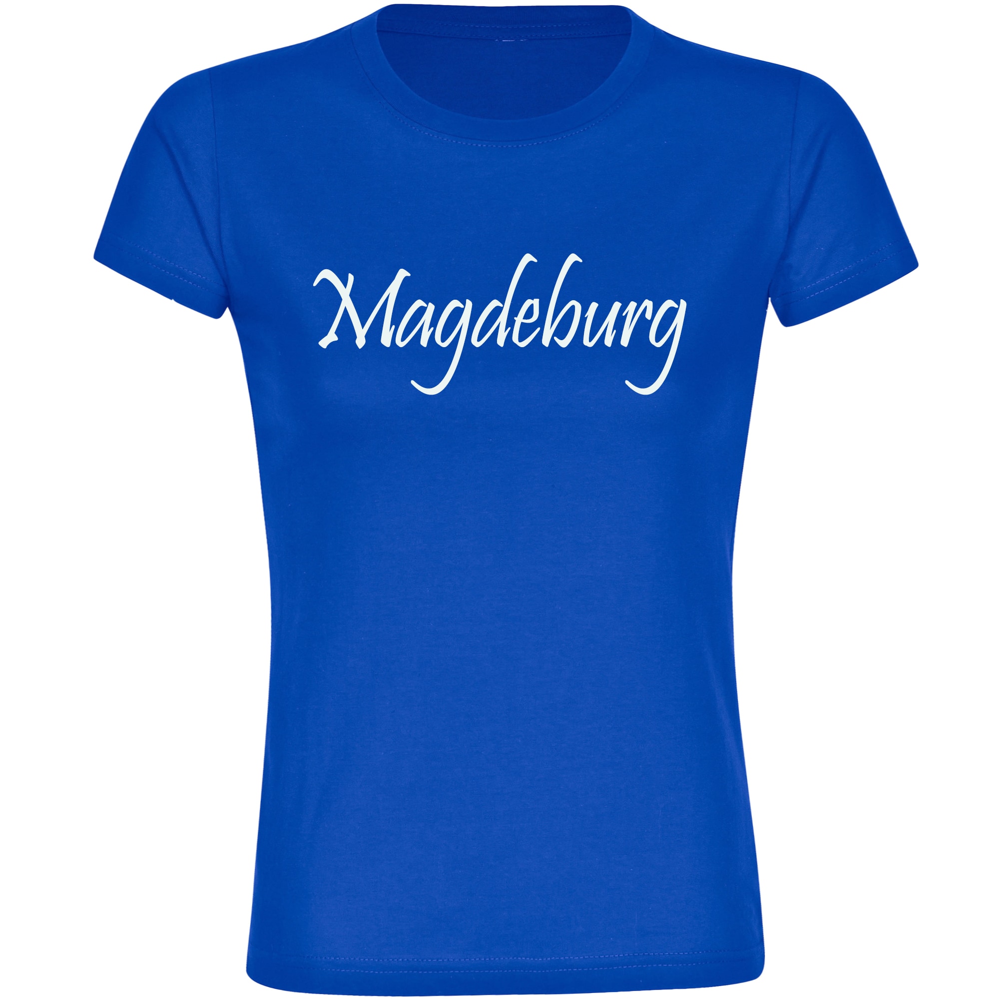 multifanshop Damen T-Shirt - Magdeburg - Schriftzug - Druck wei&szlig; - Frauen 