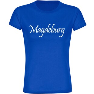 multifanshop Damen T-Shirt - Magdeburg - Schriftzug - Druck weiß - Frauen 