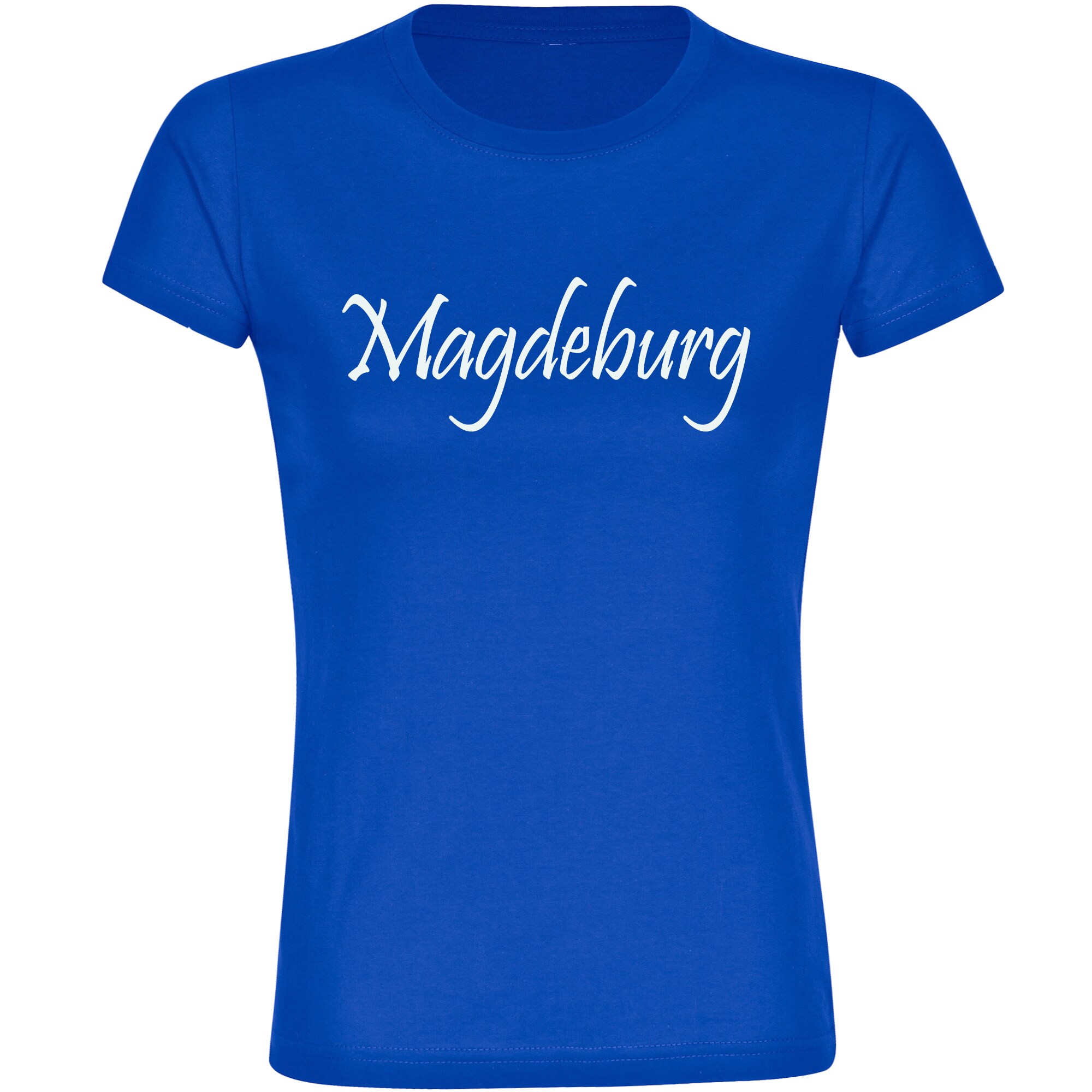 multifanshop Damen T-Shirt - Magdeburg - Schriftzug - Druck wei&szlig; - Frauen 