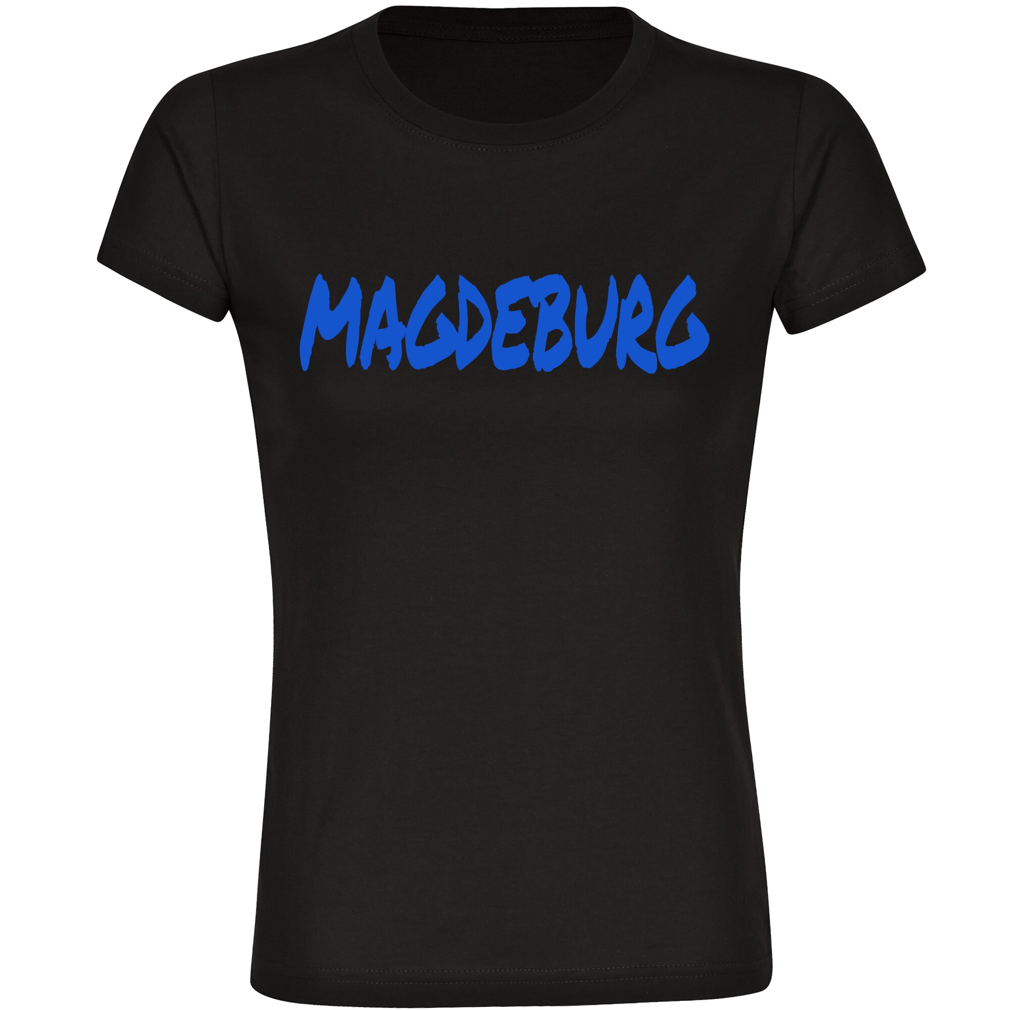 multifanshop Damen T-Shirt - Magdeburg - Textmarker - Druck blau - Frauen 