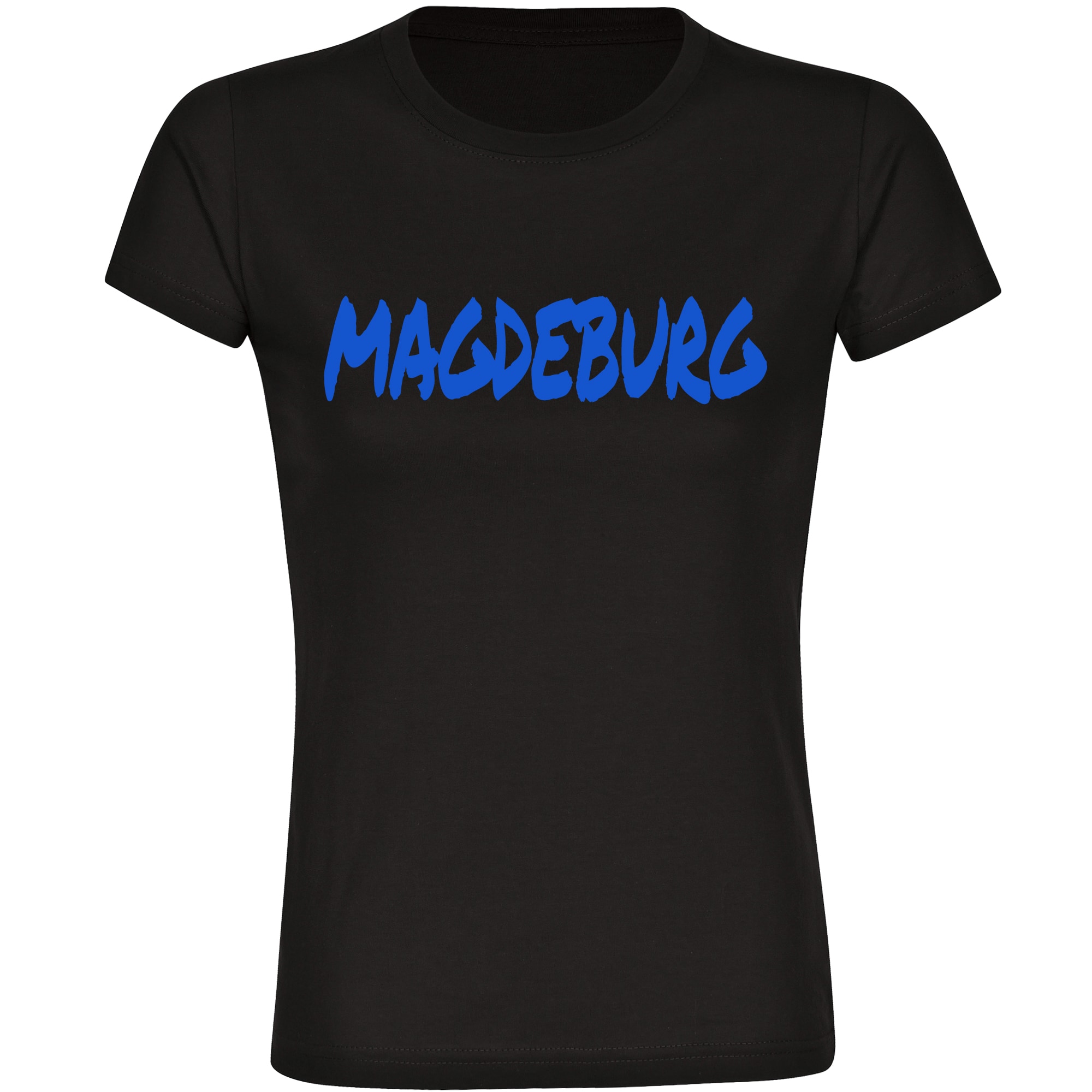 multifanshop Damen T-Shirt - Magdeburg - Textmarker - Druck blau - Frauen 