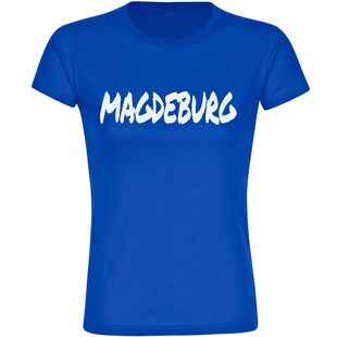 multifanshop Damen T-Shirt - Magdeburg - Textmarker - Druck weiß - Frauen 