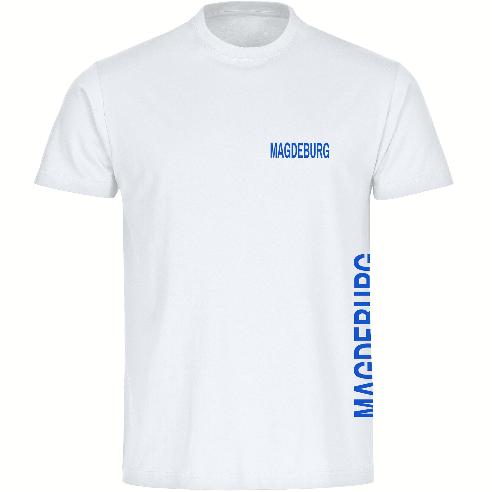 Kinder T-Shirt - Magdeburg - Brust & Seite - Druck blau - Kind