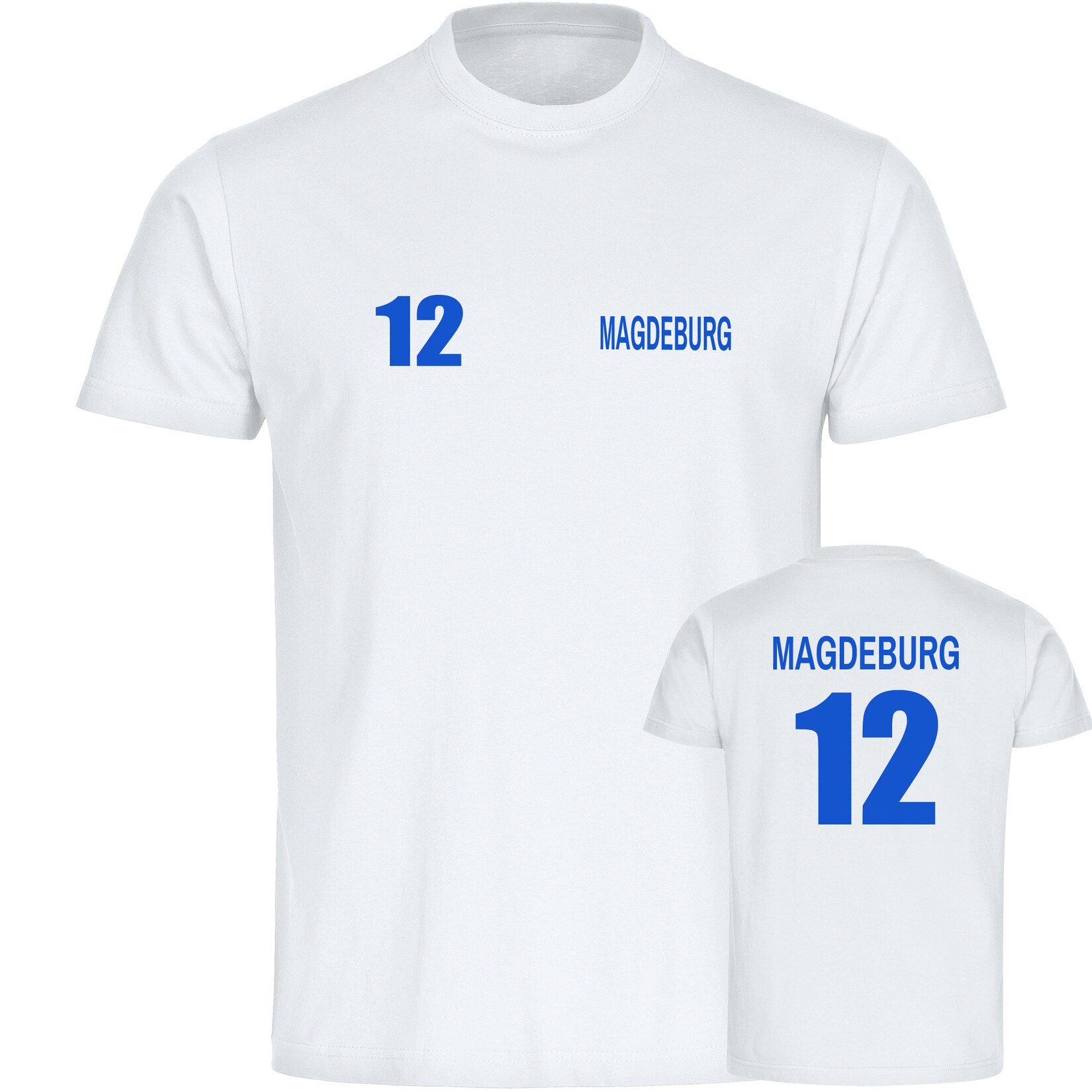 Kinder T-Shirt - Magdeburg - Trikot Nummer 12 - Druck blau - Kind