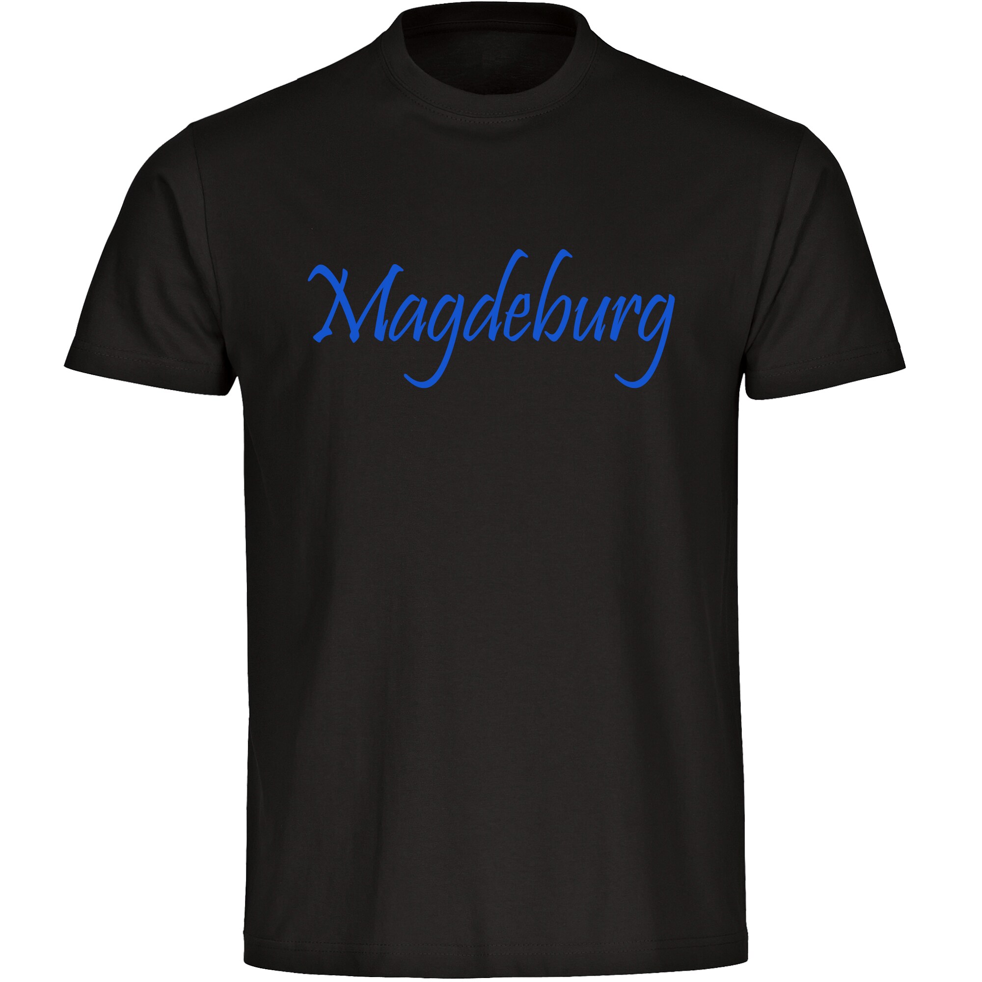 multifanshop Kinder T-Shirt - Magdeburg - Schriftzug - Druck blau - Kind 