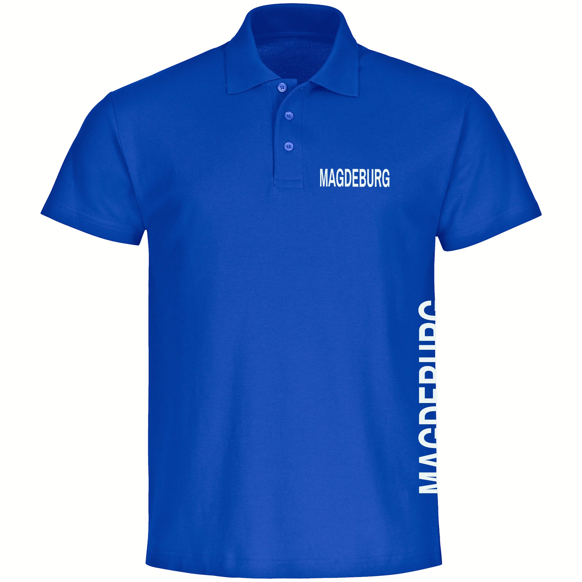 multifanshop Poloshirt - Magdeburg - Brust & Seite - Druck wei&szlig; - Polo 
