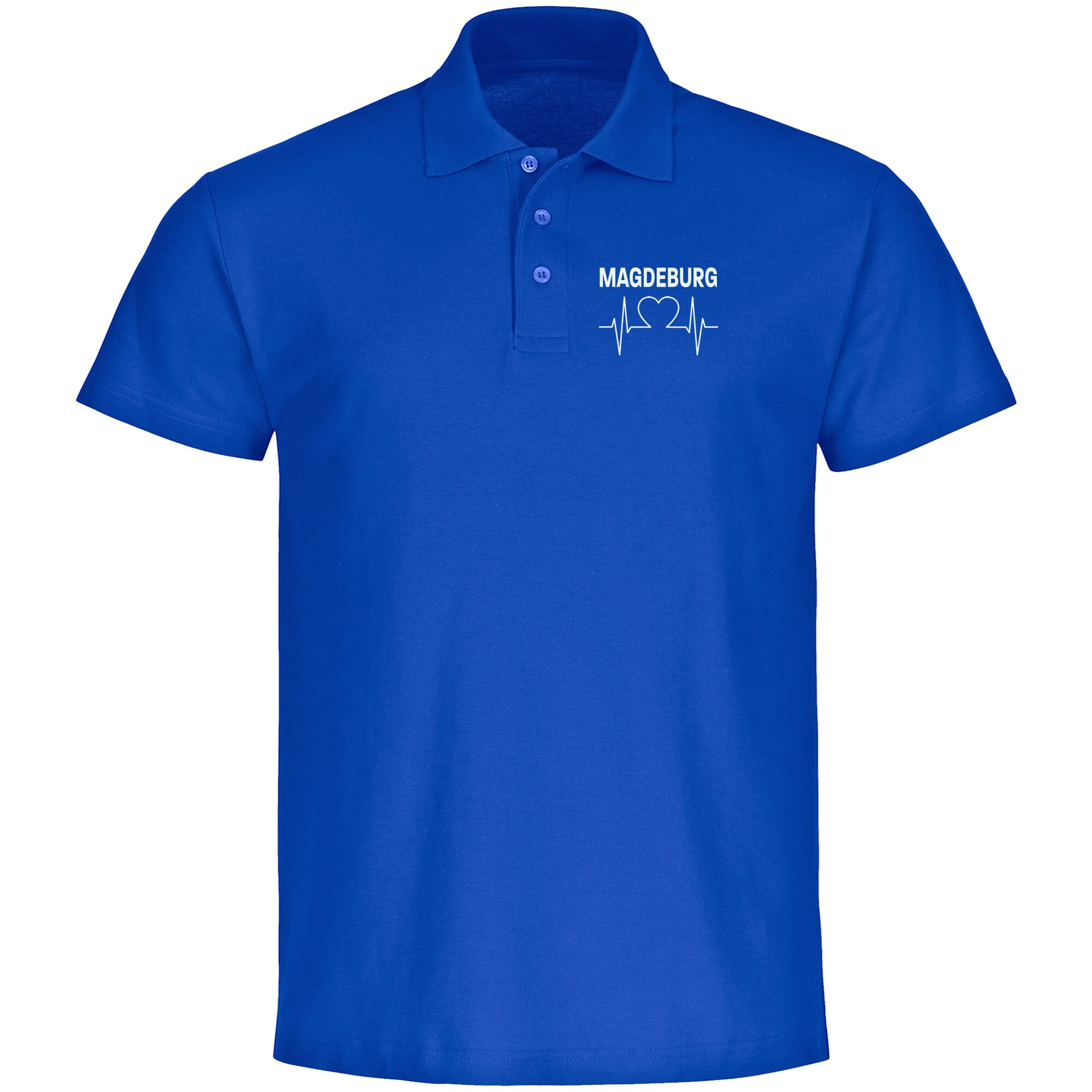 multifanshop Poloshirt - Magdeburg - Herzschlag - Druck wei&szlig; - Polo 