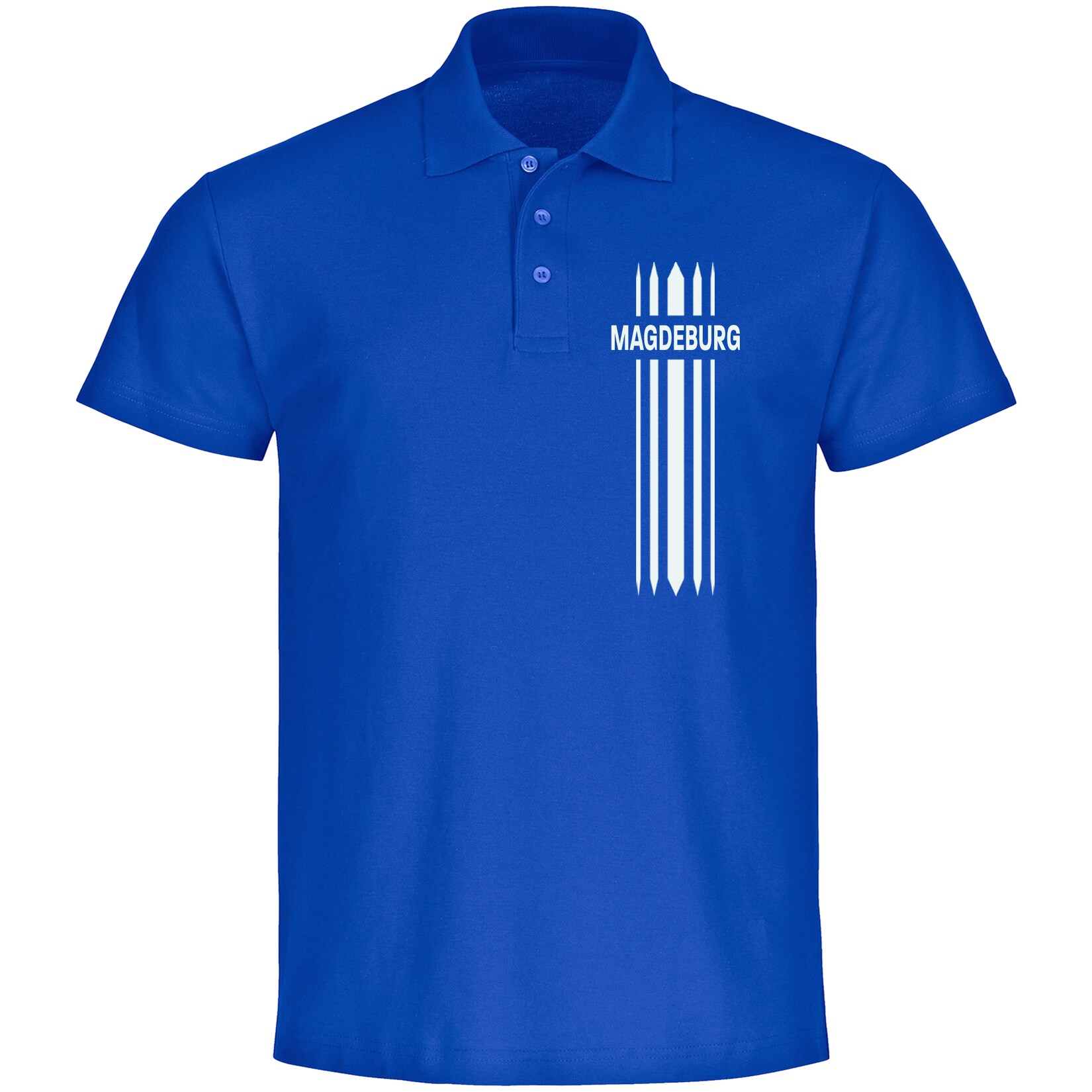 Poloshirt - Magdeburg - Streifen - Druck weiß - Polo