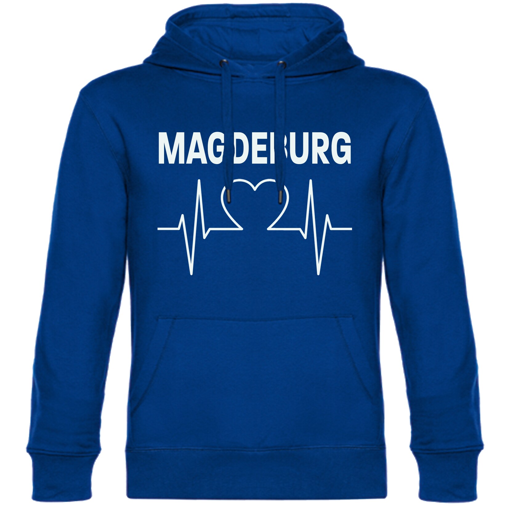 Kapuzen Sweatshirt - Magdeburg - Herzschlag - Druck weiß - Hoodie
