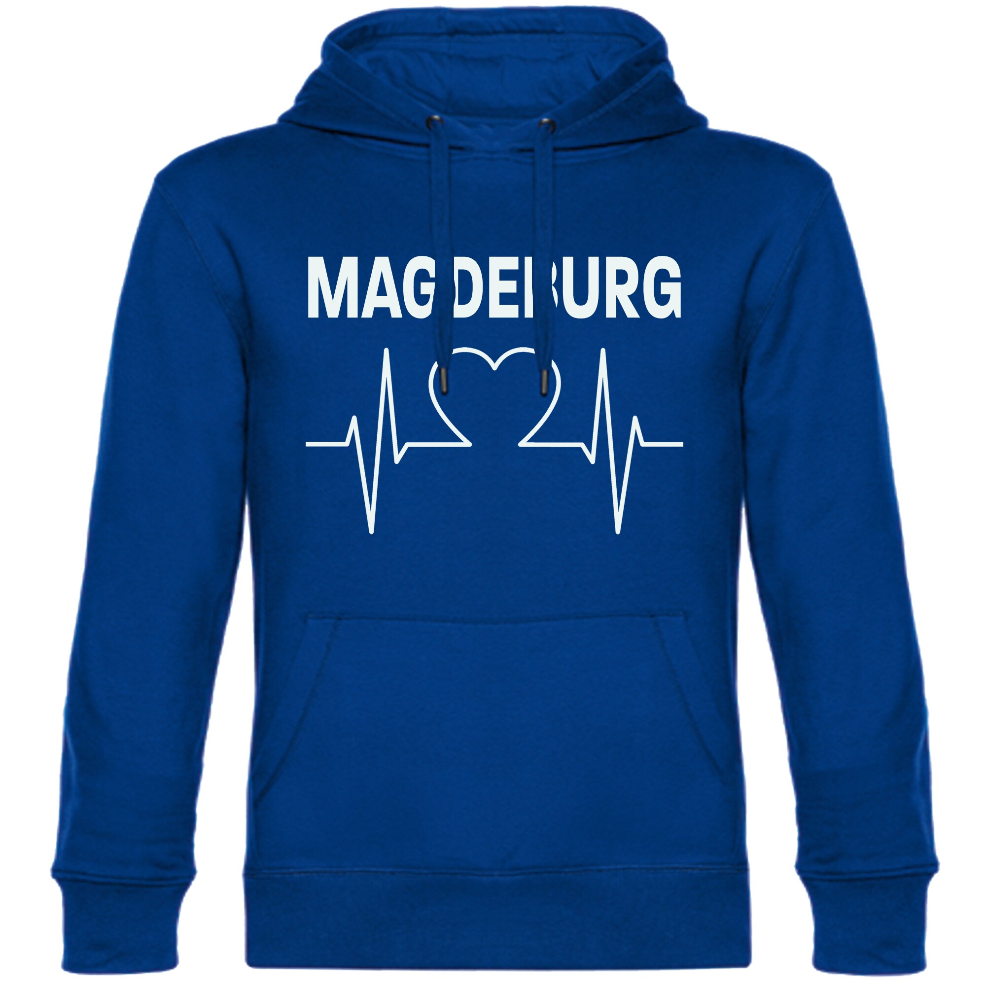 multifanshop Kapuzen Sweatshirt - Magdeburg - Herzschlag - Druck wei&szlig; - Hoodie 