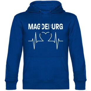 multifanshop Kapuzen Sweatshirt - Magdeburg - Herzschlag - Druck weiß - Hoodie 
