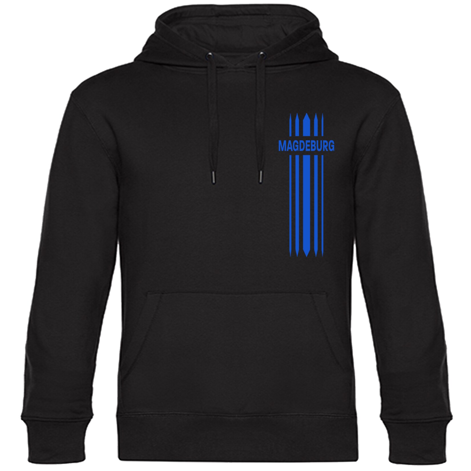 Kapuzen Sweatshirt - Magdeburg - Streifen - Druck blau - Hoodie