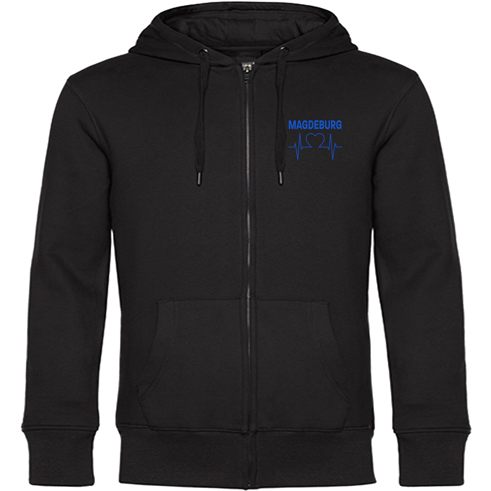 Kapuzen Sweatshirt Jacke - Magdeburg - Herzschlag - Druck blau - Sweat