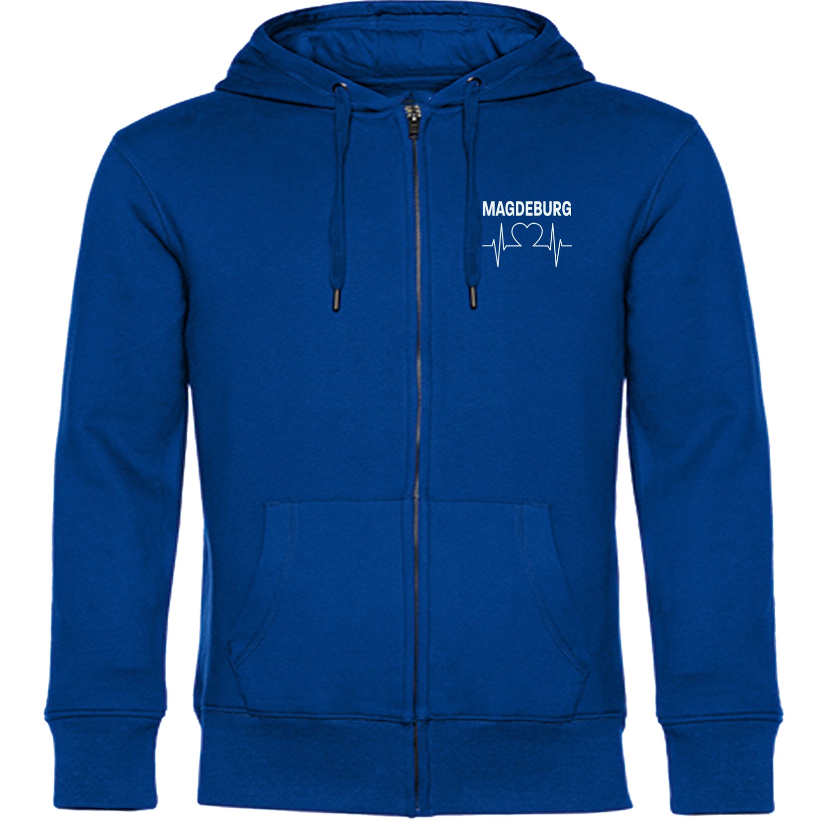 Kapuzen Sweatshirt Jacke - Magdeburg - Herzschlag - Druck weiß - Sweat
