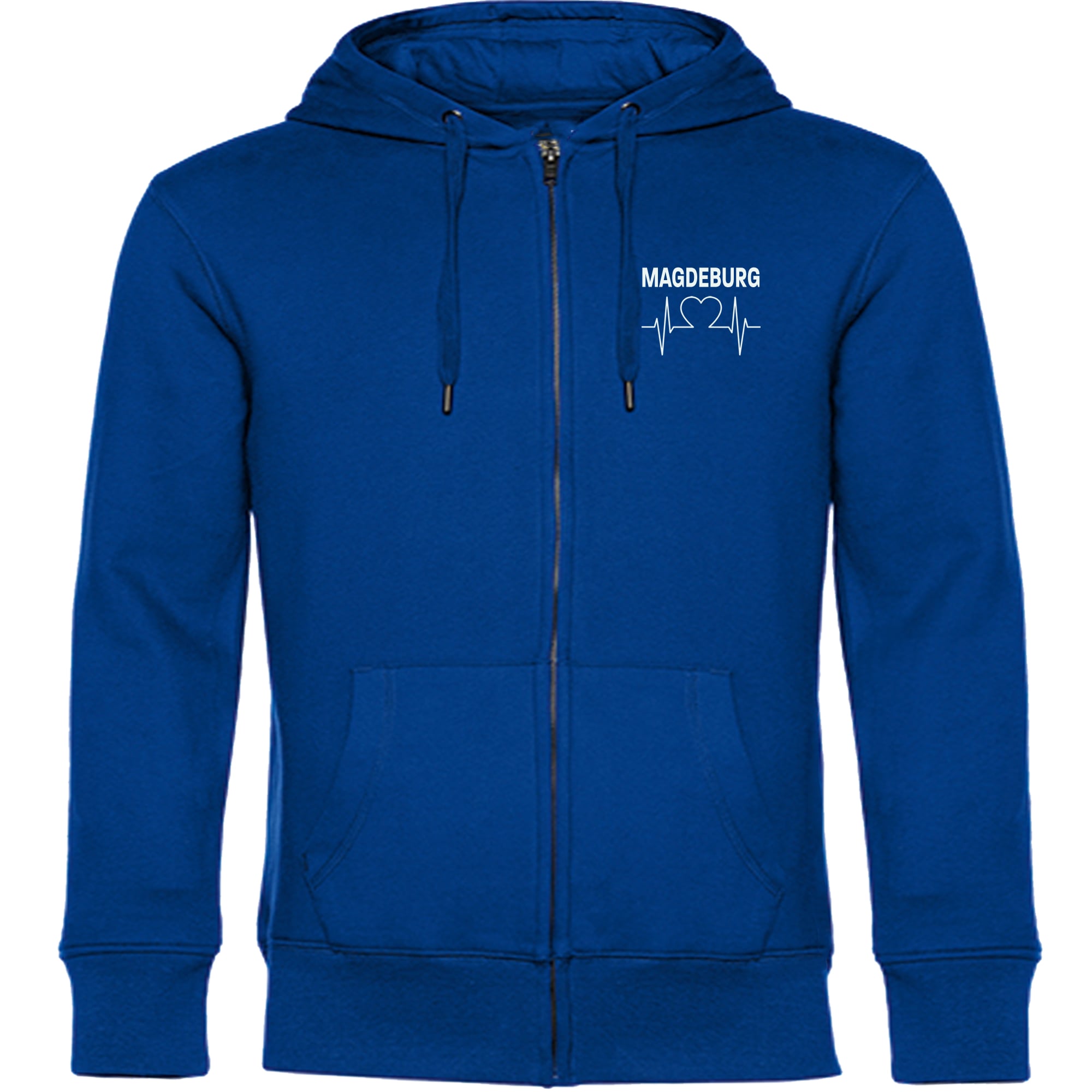 multifanshop Kapuzen Sweatshirt Jacke - Magdeburg - Herzschlag - Druck wei&szlig; - Sweat 