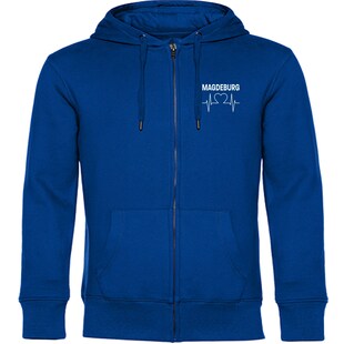 multifanshop Kapuzen Sweatshirt Jacke - Magdeburg - Herzschlag - Druck weiß - Sweat 