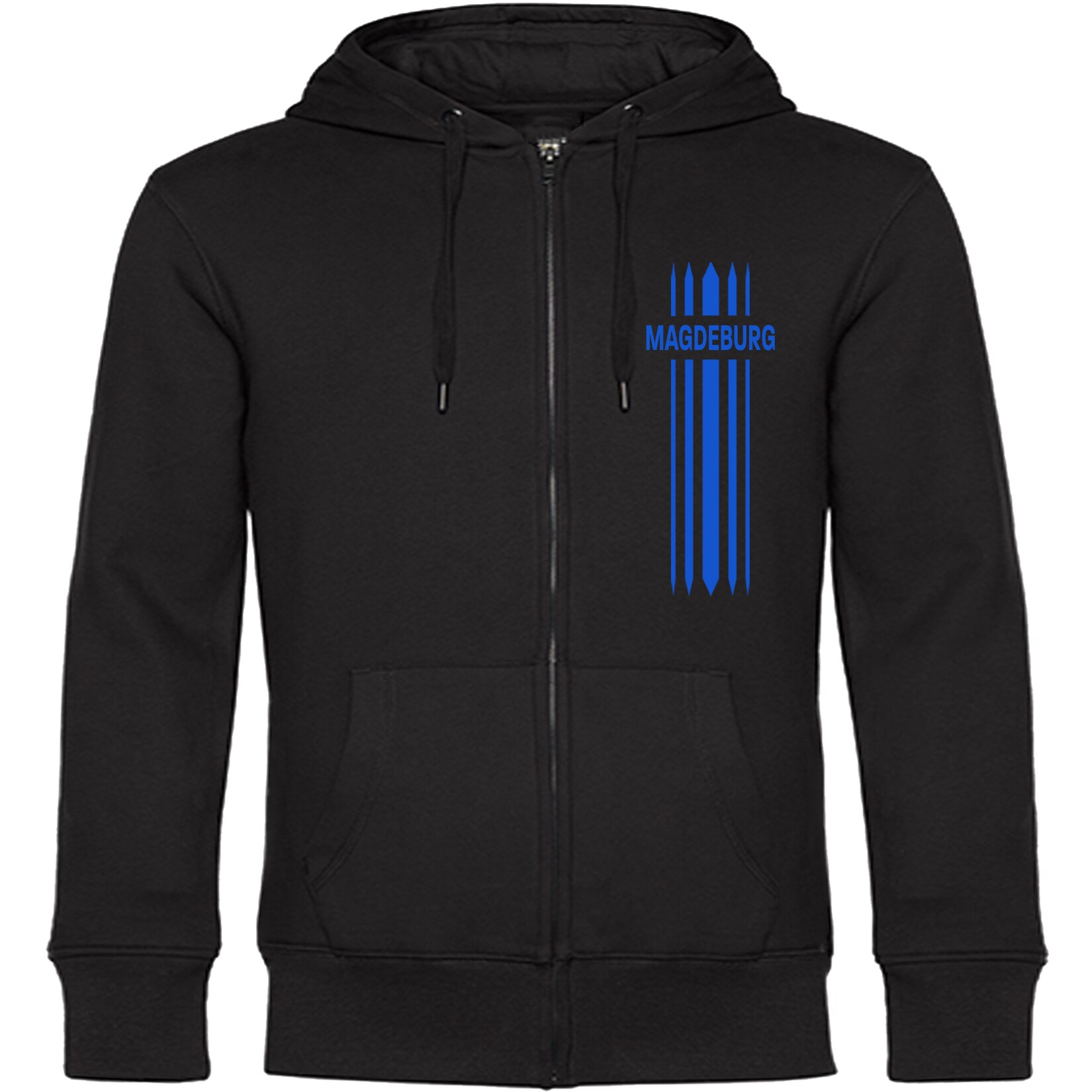 Kapuzen Sweatshirt Jacke - Magdeburg - Streifen - Druck blau - Sweat