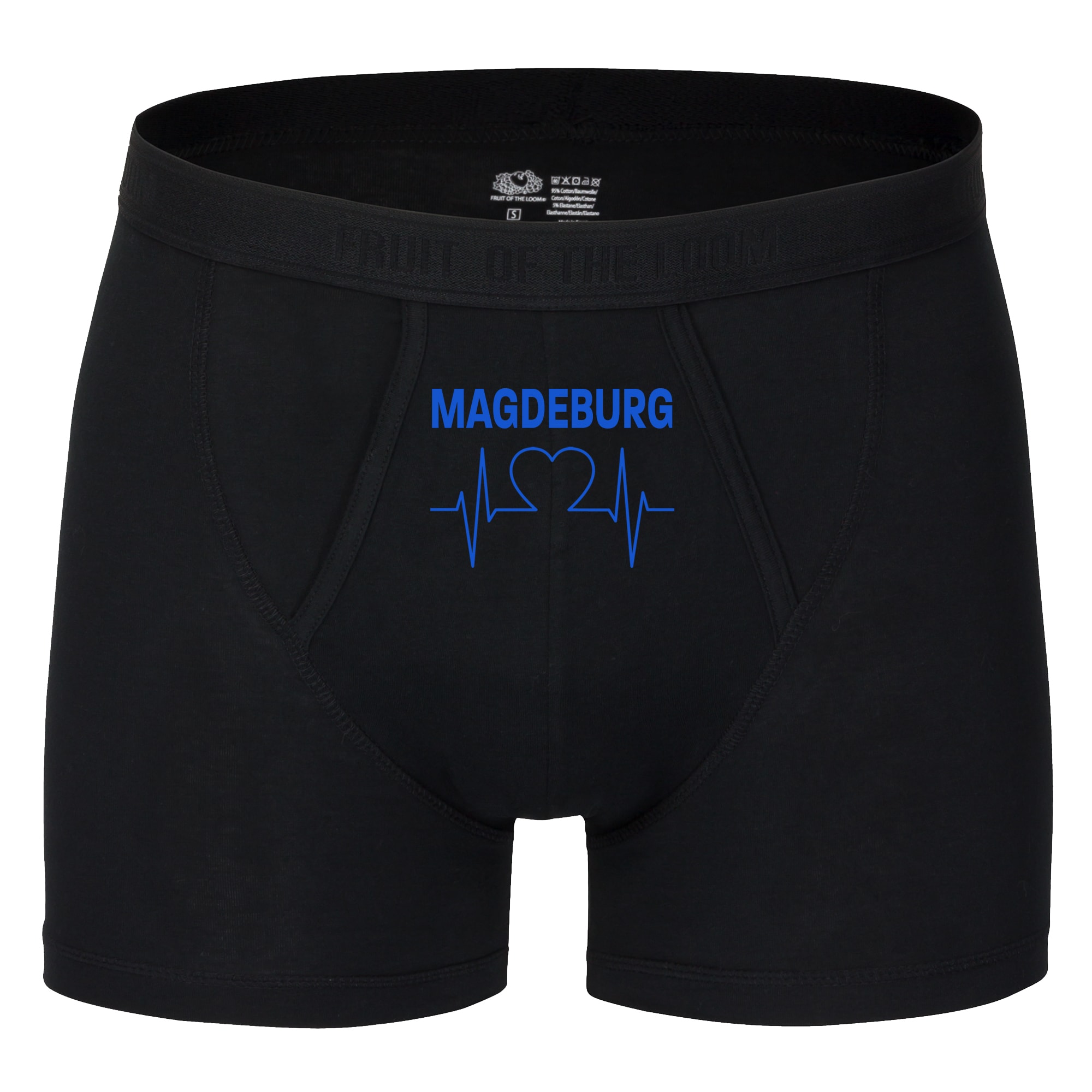 multifanshop Herren Boxer Short - Magdeburg - Herzschlag - Druck blau - Unterw&auml;sche 