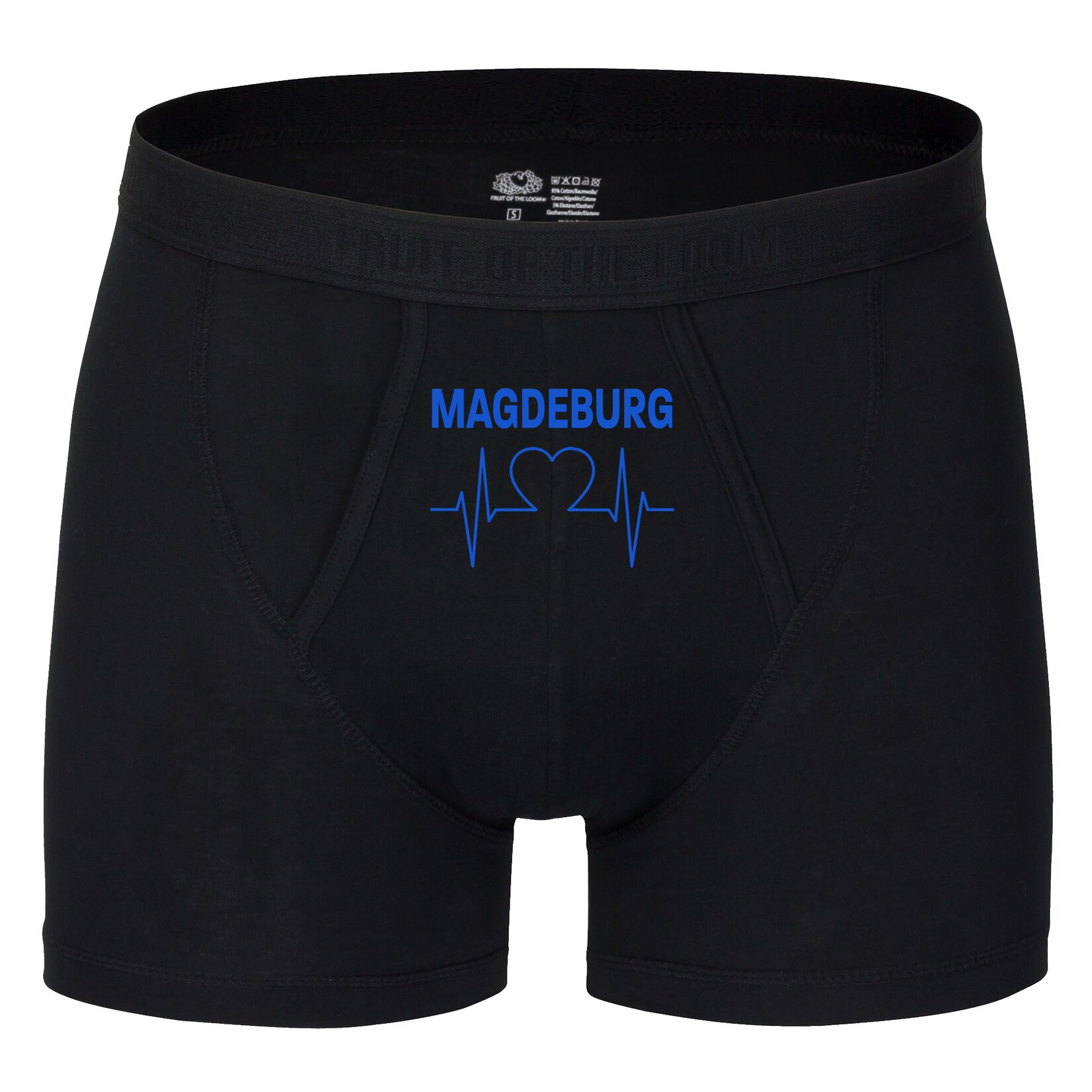 Herren Boxer Short - Magdeburg - Herzschlag - Druck blau - Unterwäsche