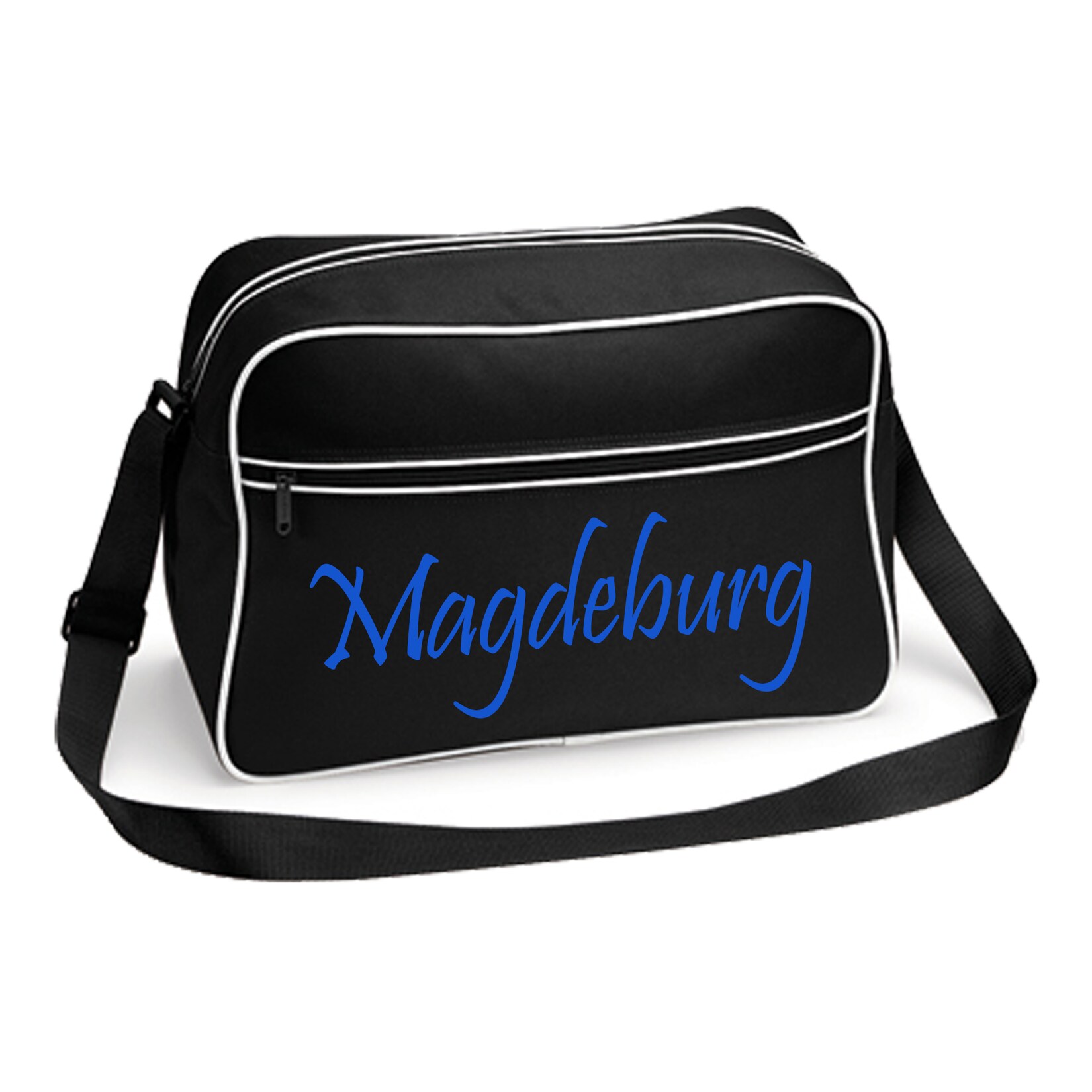 Retrotasche - Magdeburg - Schriftzug - Druck blau - Tasche