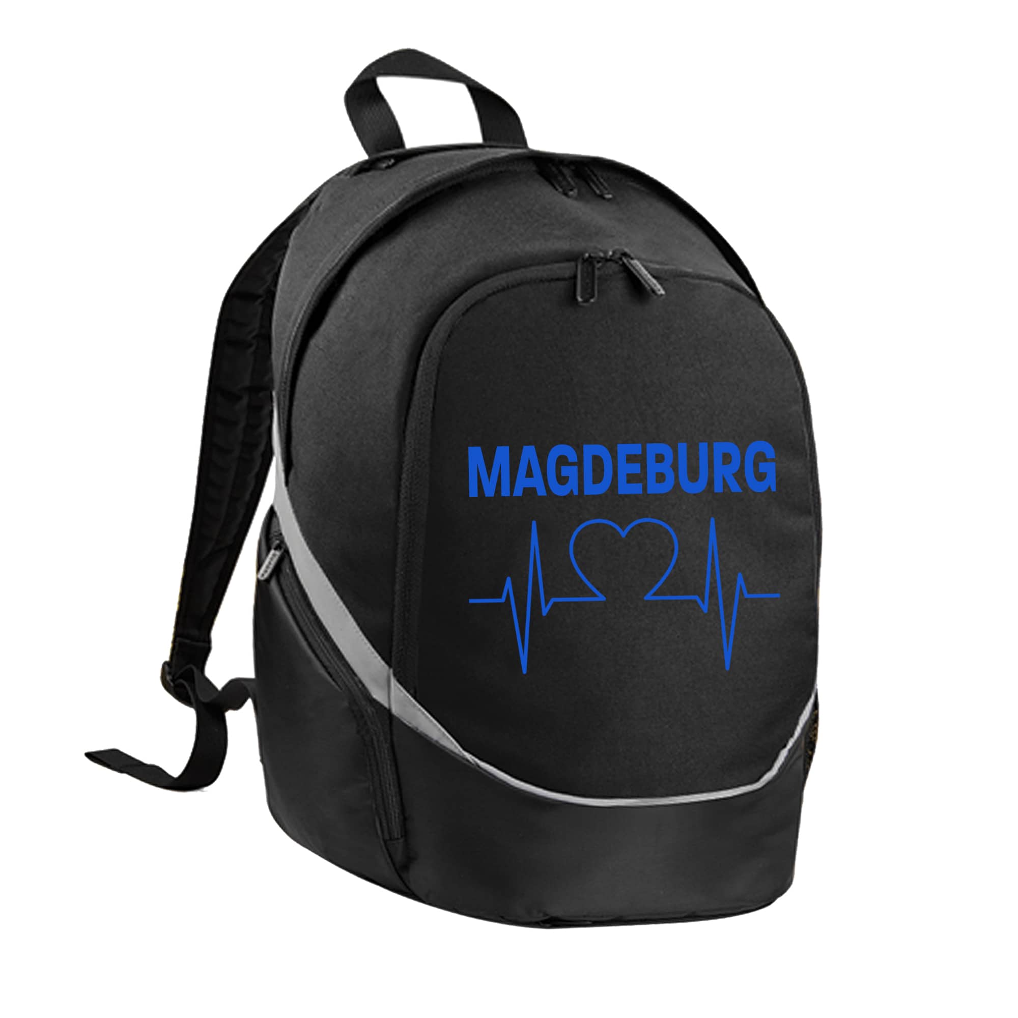 multifanshop Rucksack - Magdeburg - Herzschlag - Druck blau - Tasche 