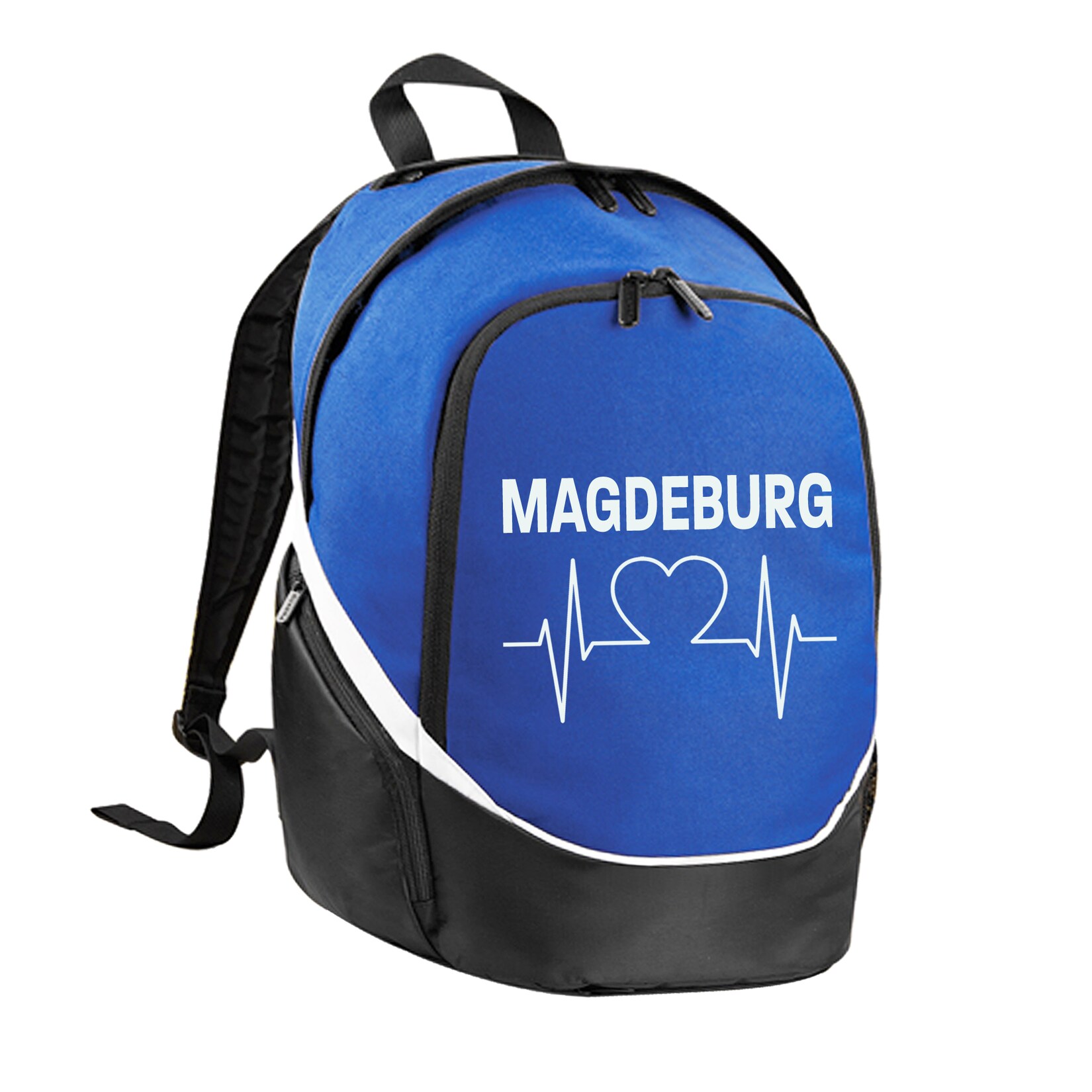 Rucksack - Magdeburg - Herzschlag - Druck weiß - Tasche