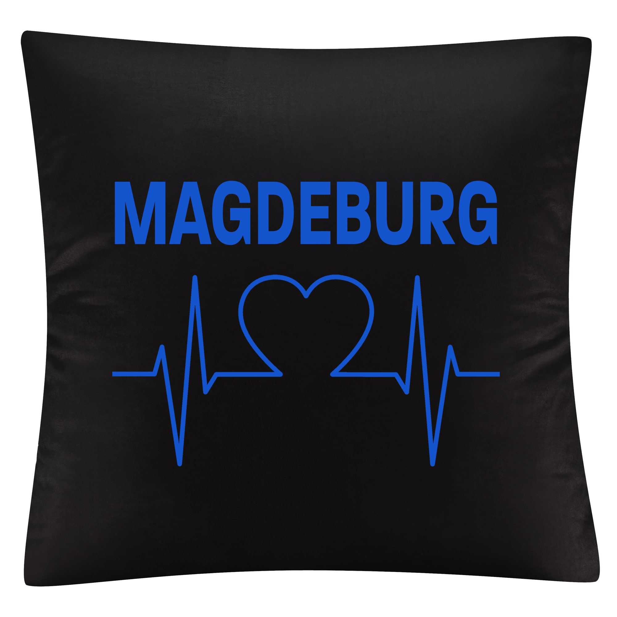 multifanshop Kissenbezug - Magdeburg - Herzschlag - Druck blau - Kissen 