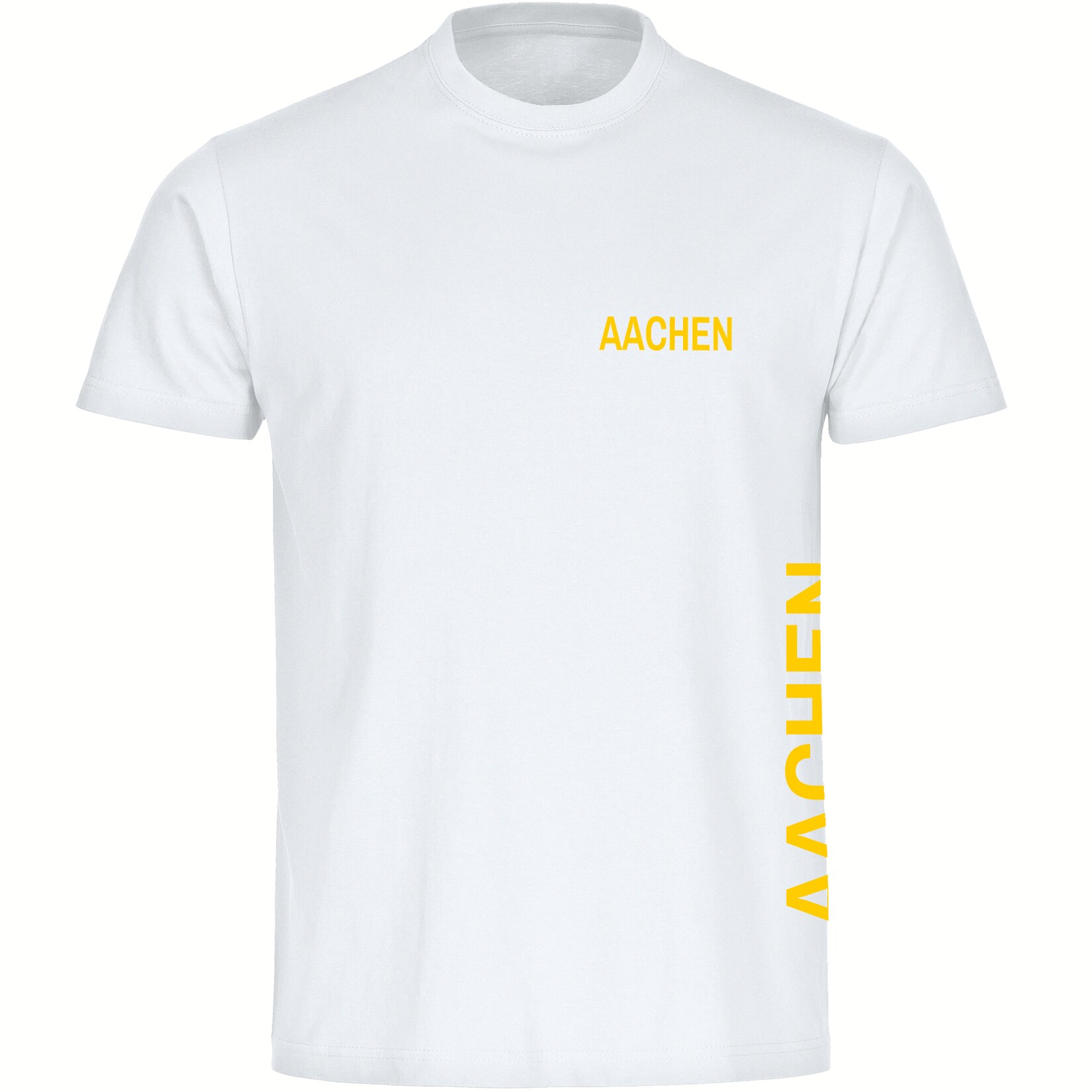 Kinder T-Shirt - Aachen - Brust & Seite - Druck gelb - Kind