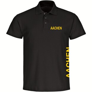 multifanshop Poloshirt - Aachen - Brust & Seite - Druck gelb - Polo 