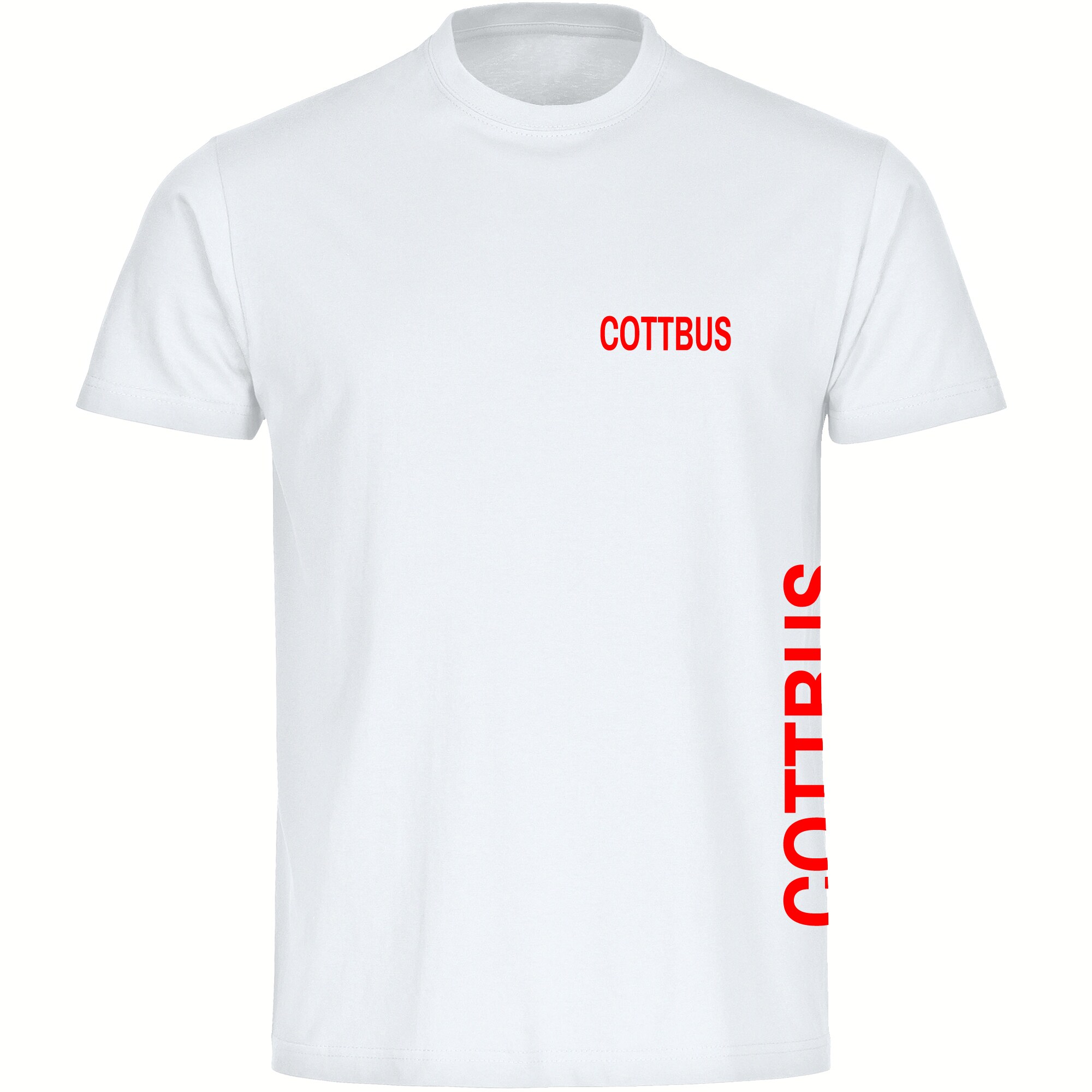 multifanshop Herren T-Shirt - Cottbus - Brust & Seite - Druck rot - M&auml;nner 