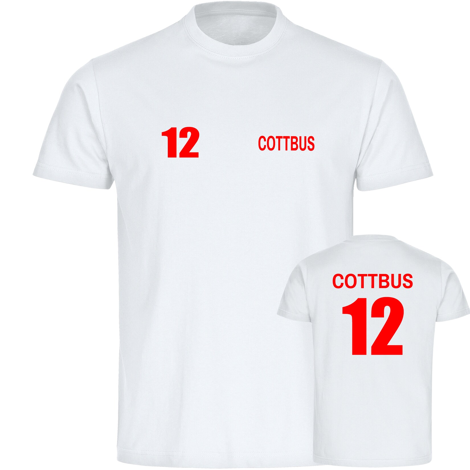 Kinder T-Shirt - Cottbus - Trikot Nummer 12 - Druck rot - Kind