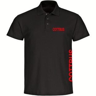 multifanshop Poloshirt - Cottbus - Brust & Seite - Druck rot - Polo 