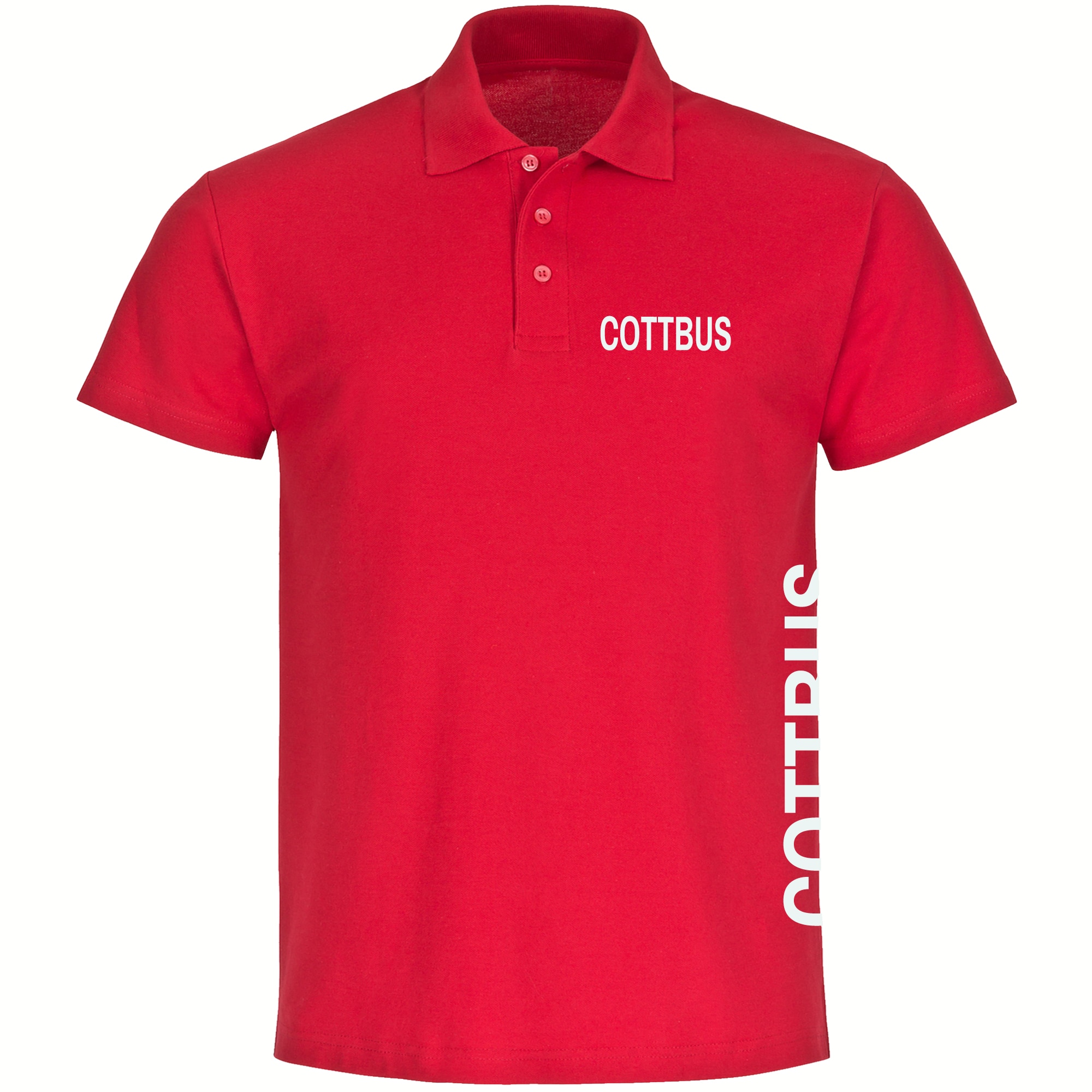 multifanshop Poloshirt - Cottbus - Brust & Seite - Druck wei&szlig; - Polo 
