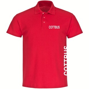 multifanshop Poloshirt - Cottbus - Brust & Seite - Druck weiß - Polo 
