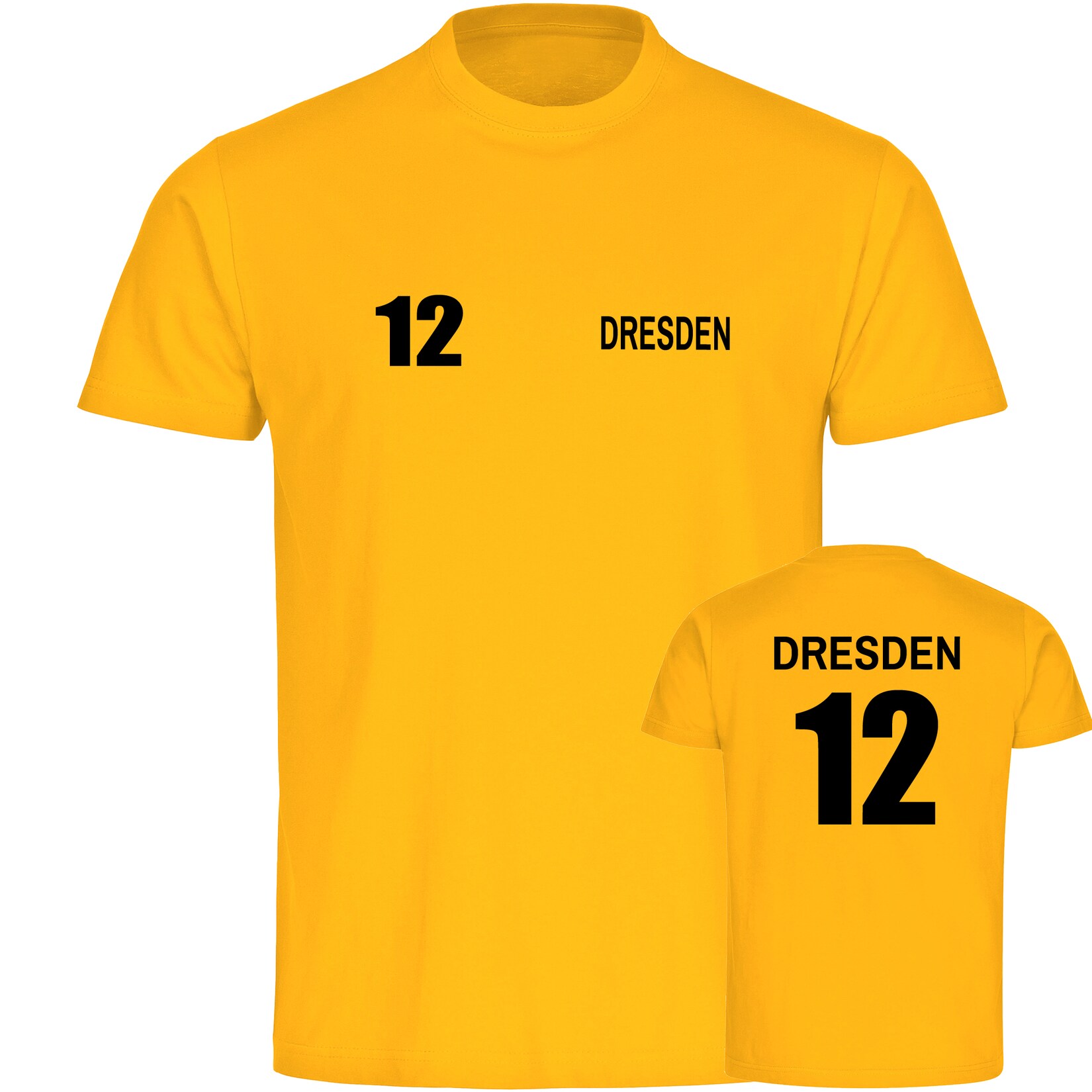 Herren T-Shirt - Dresden - Trikot Nummer 12 - Druck schwarz - Männer
