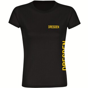 multifanshop Damen T-Shirt - Dresden - Brust & Seite - Druck gelb - Frauen 