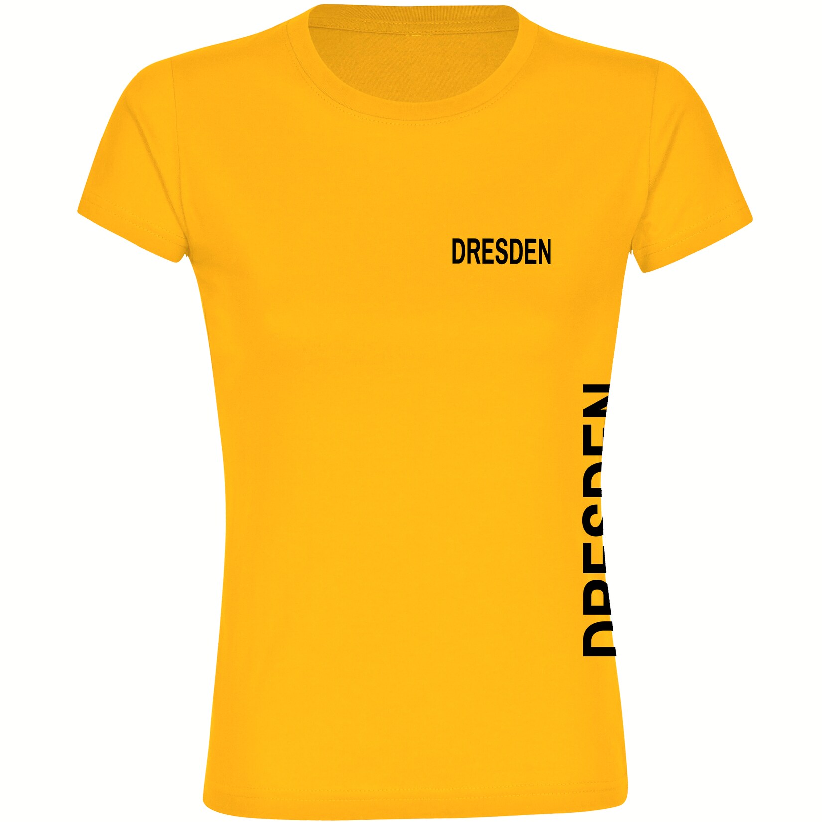 Damen T-Shirt - Dresden - Brust & Seite - Druck schwarz - Frauen