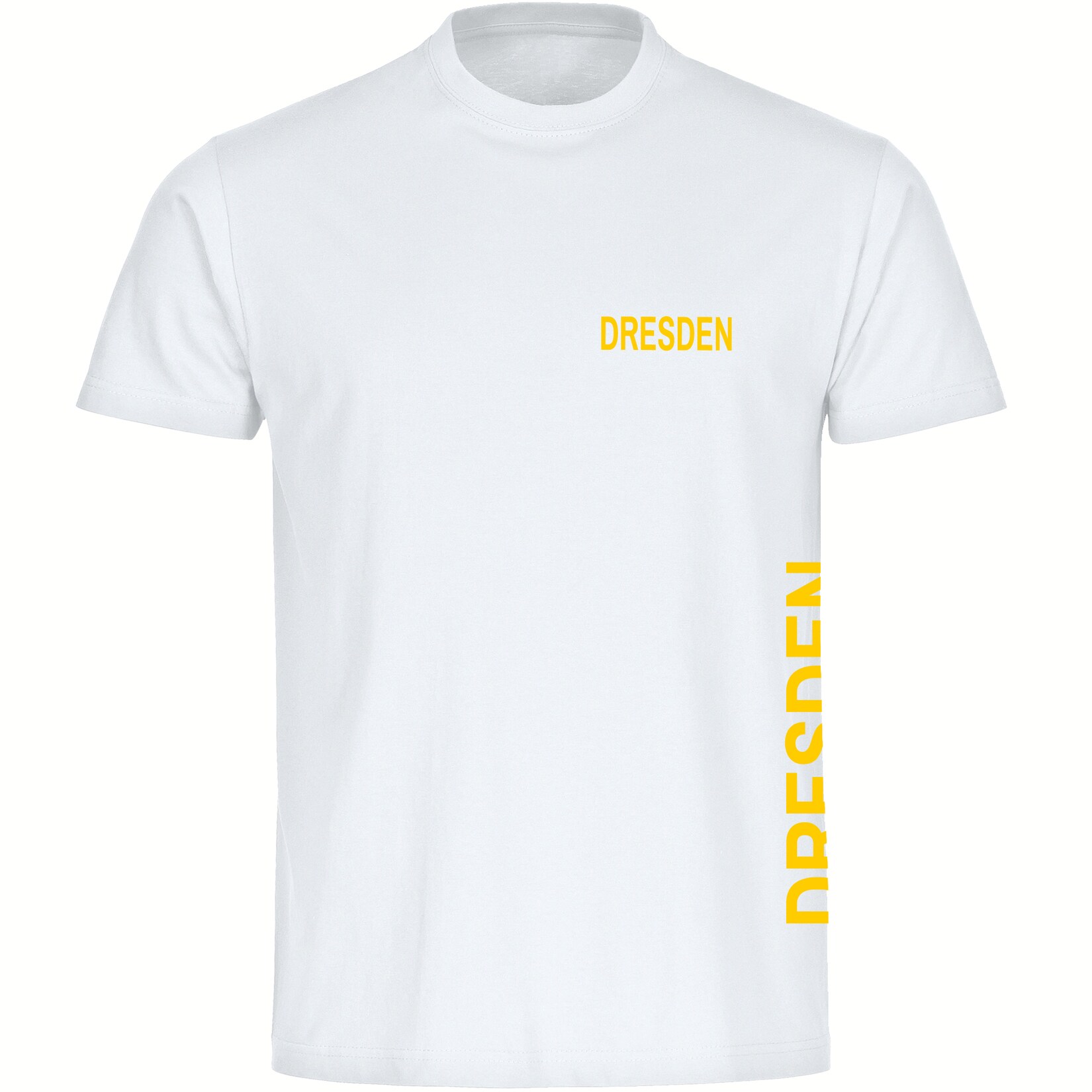 Kinder T-Shirt - Dresden - Brust & Seite - Druck gelb - Kind