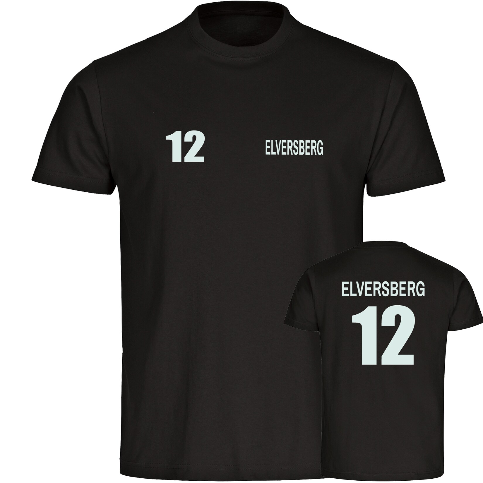 Herren T-Shirt - Elversberg - Trikot Nummer 12 - Druck weiß - Männer