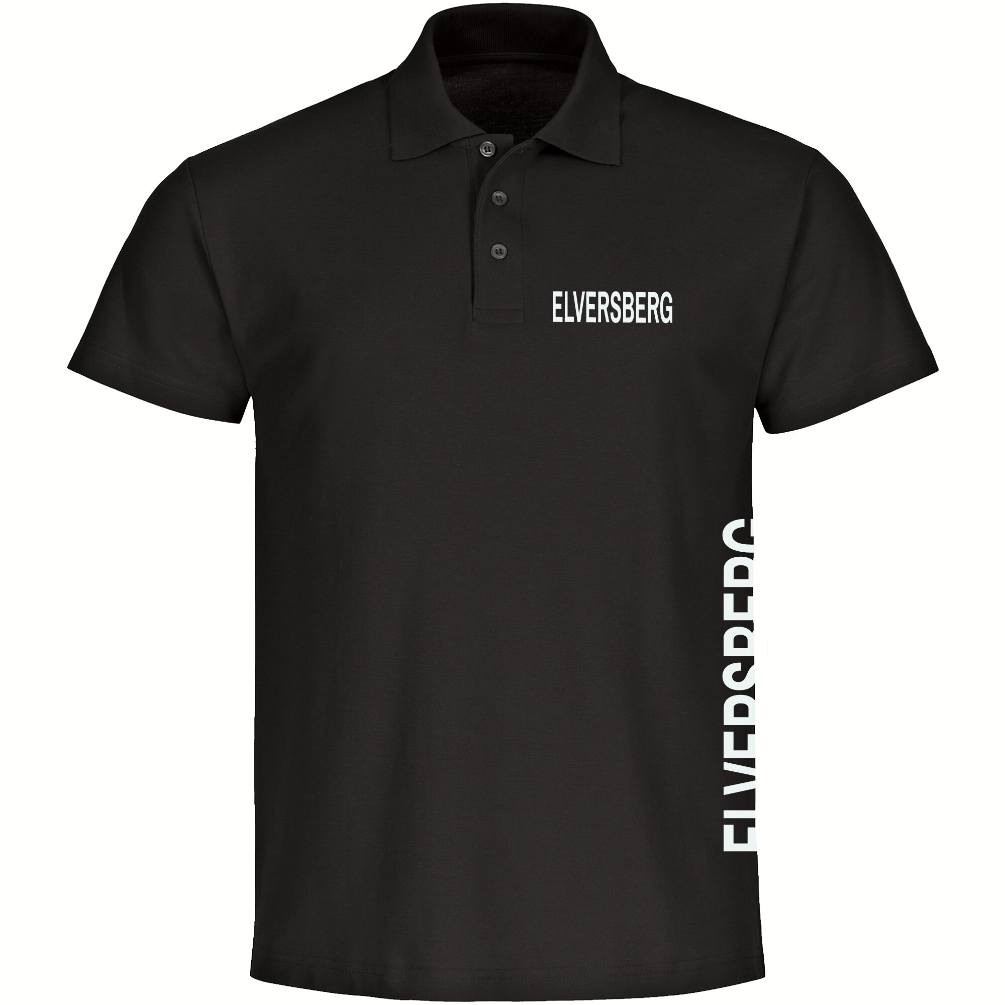 multifanshop Poloshirt - Elversberg - Brust & Seite - Druck wei&szlig; - Polo 