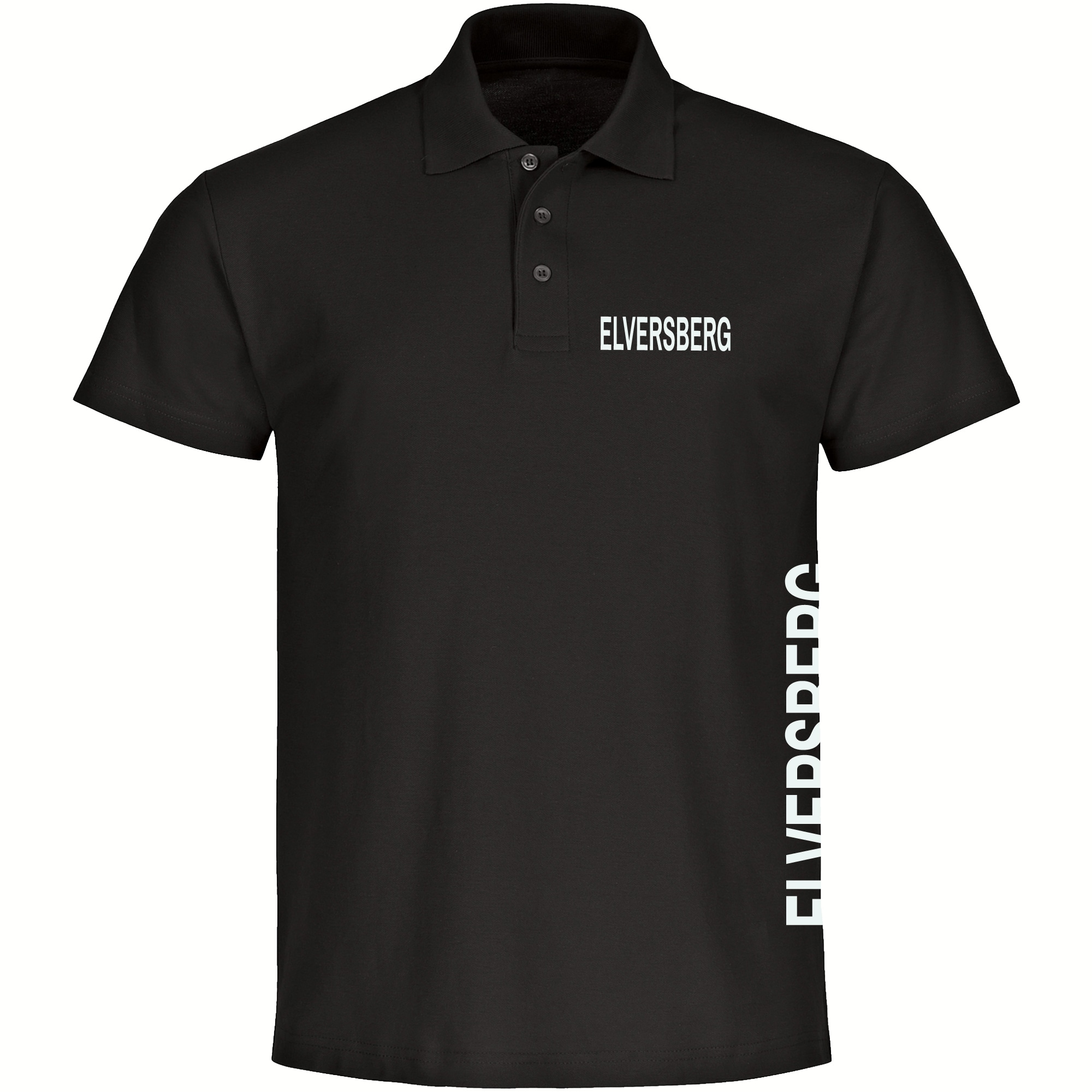 multifanshop Poloshirt - Elversberg - Brust & Seite - Druck wei&szlig; - Polo 