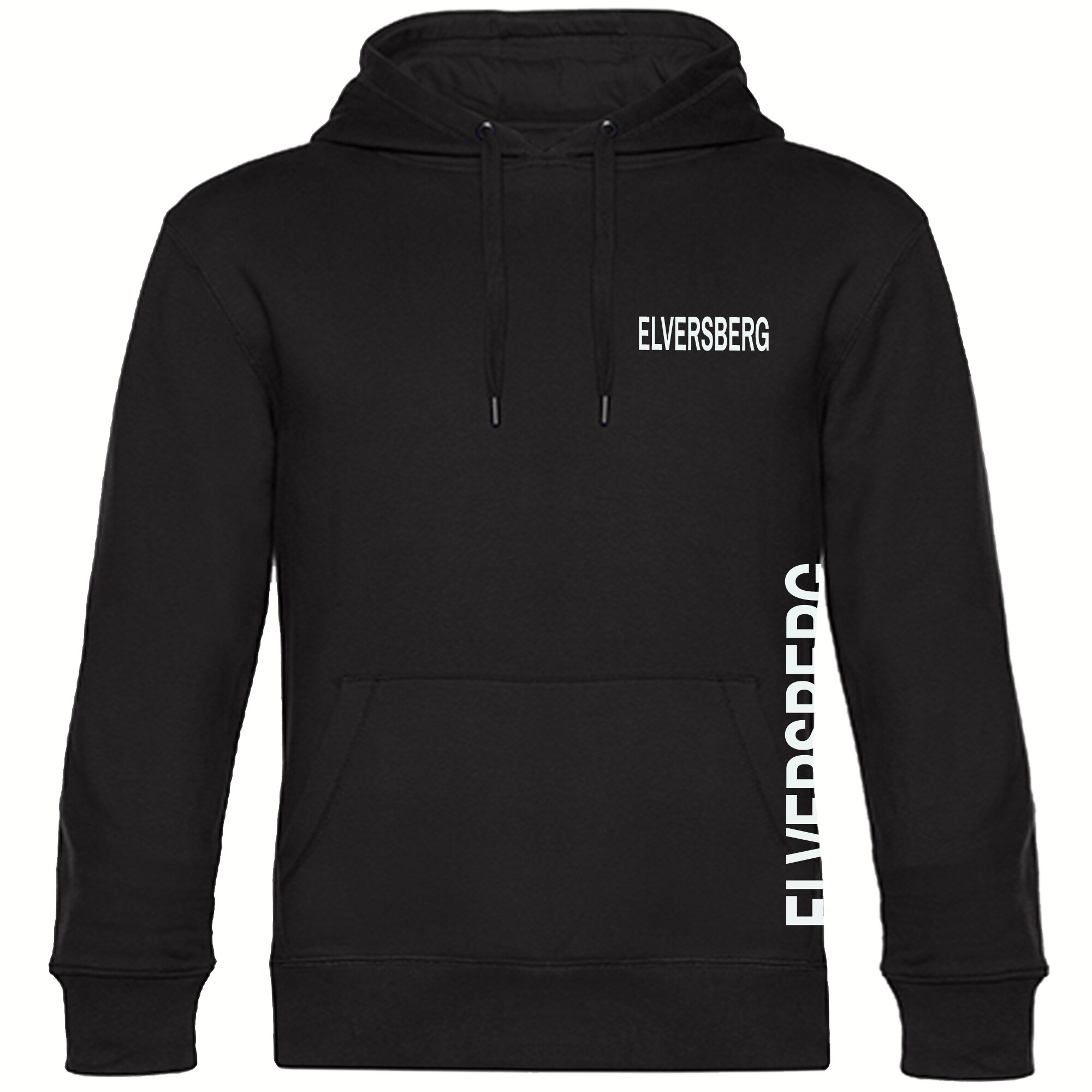 multifanshop Kapuzen Sweatshirt - Elversberg - Brust & Seite - Druck wei&szlig; - Hoodie 