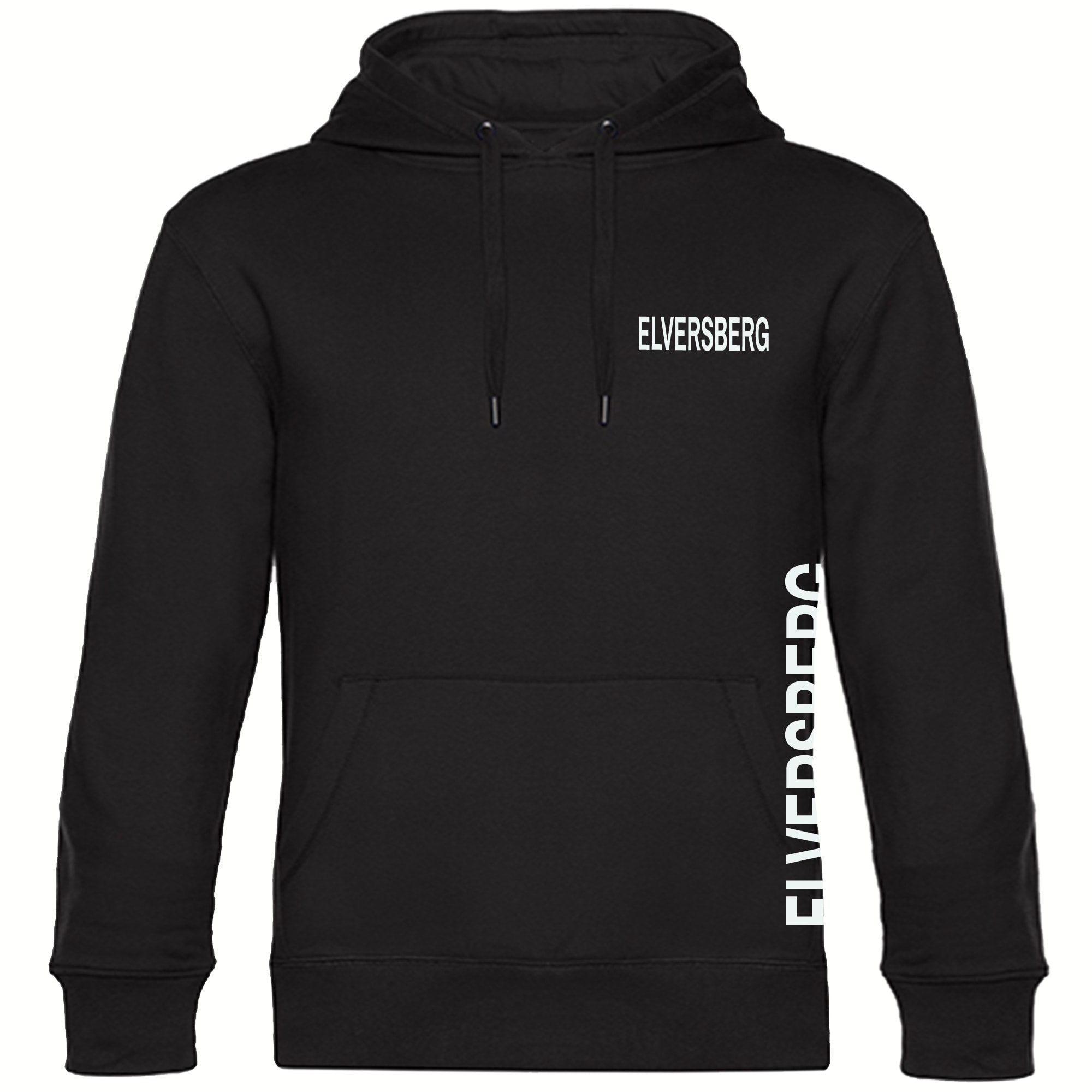 multifanshop Kapuzen Sweatshirt - Elversberg - Brust & Seite - Druck wei&szlig; - Hoodie 